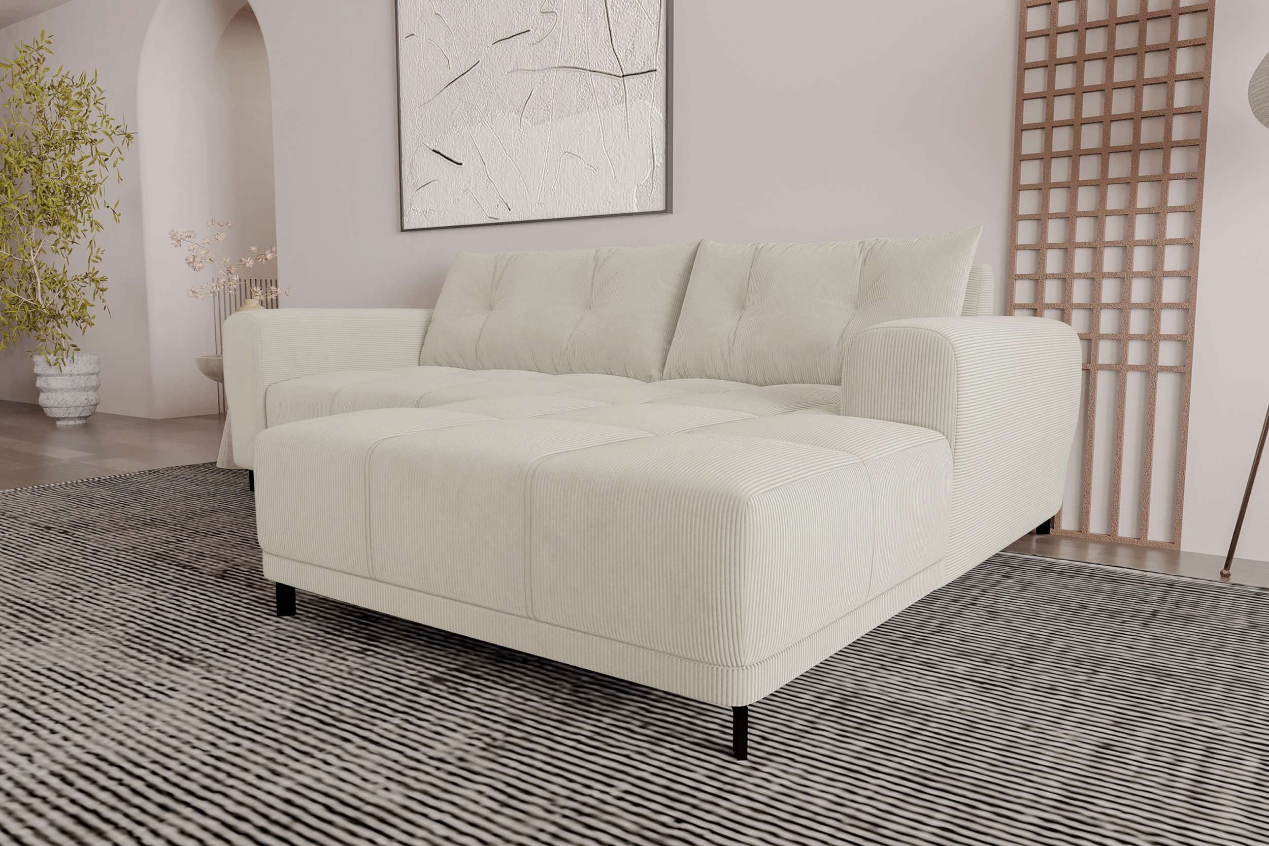 99rooms Ecksofa Massimo, Sofa L-Form, Eckcouch, mit Schlaffunktion,Rundumbezug, in Cordstoff POSO
