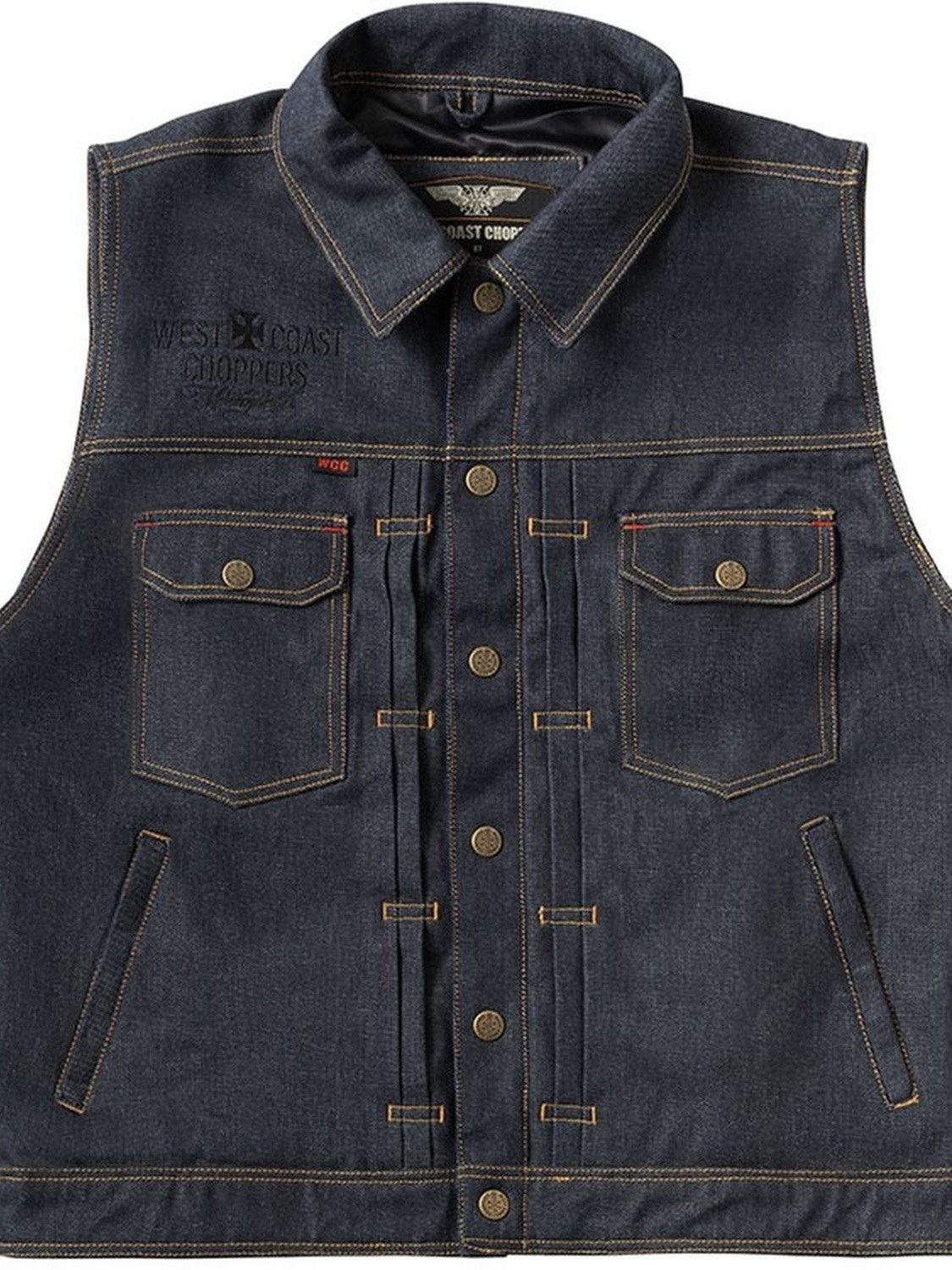 West Coast Choppers Sweatweste Collab 131/2 Denim Riding Vest - Blue Raw Denim