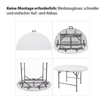 TRUTZHOLM Klapptisch rund Ø 120 cm Höhe 74 cm Stahlgestell Campingtisch Partytisch (1er), Tischplatte aus pflegeleichtem Kunststoff.