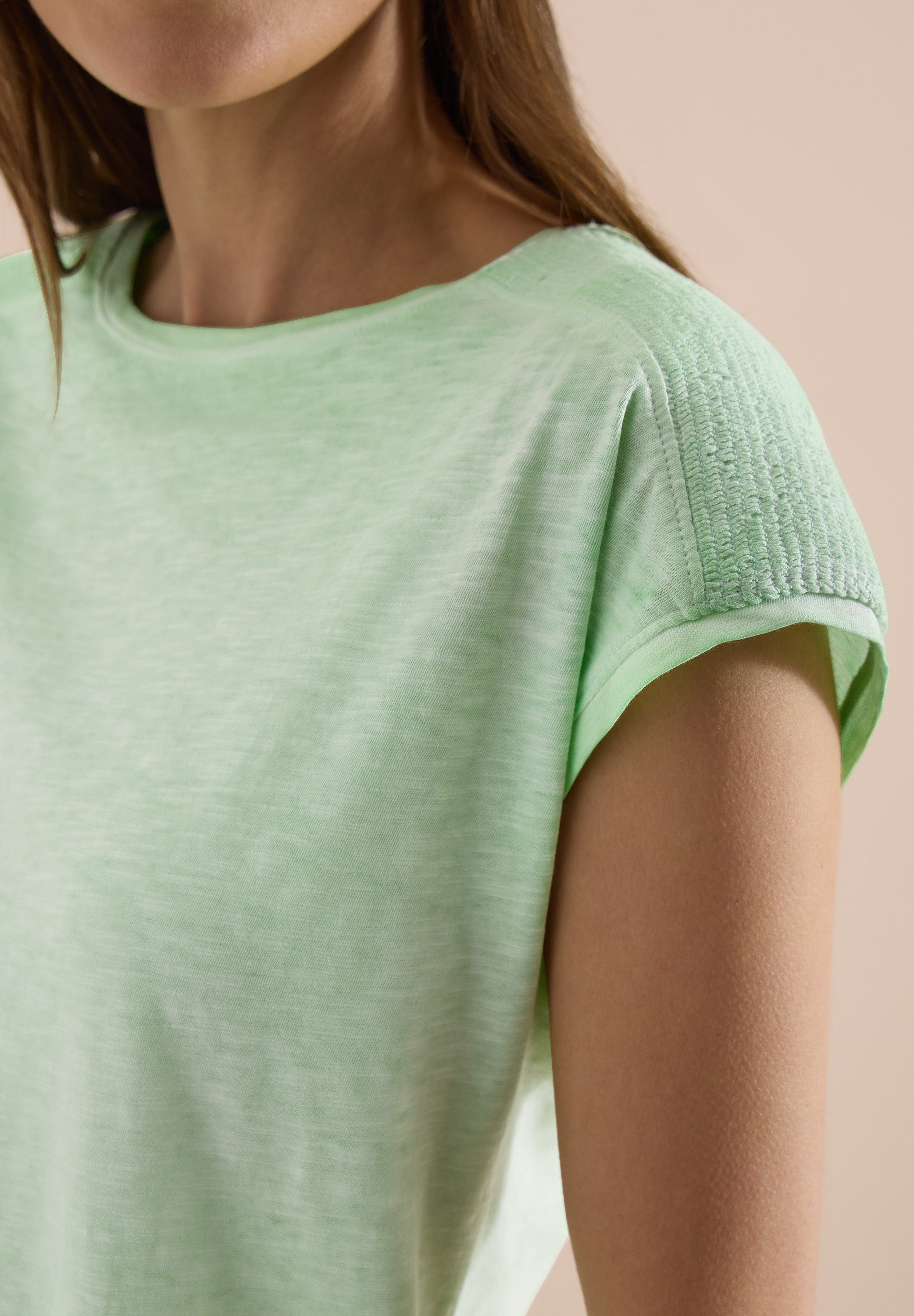 CECIL T-Shirt U-Boot-Ausschnitt, Garment-Dye Optik