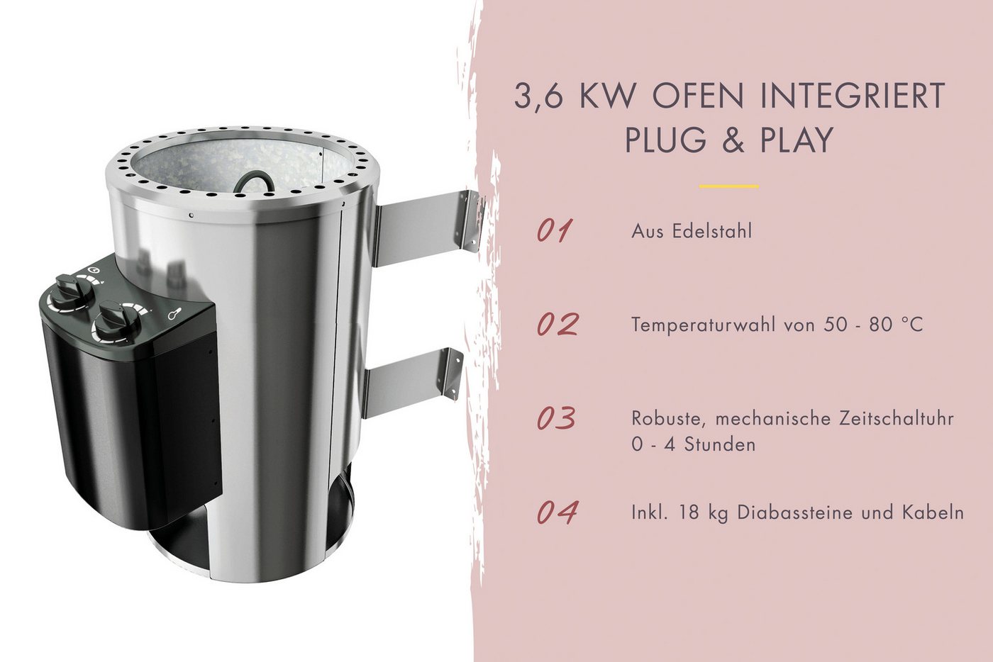Thumbnail - Karibu Sauna Ivana 1, BxTxH: 155 x 122 x 198 cm, 68 mm, Ganzglasfront