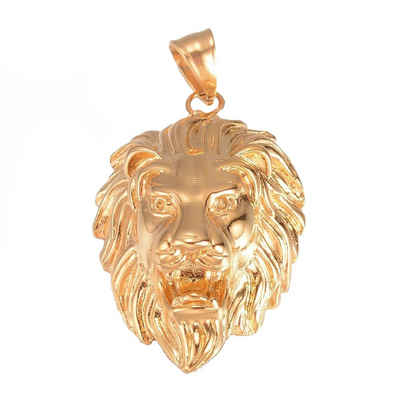 Westernlifestyle Kettenanhänger Anhänger aus Edelstahl 316 goldfarbener Löwenkopf Löwe