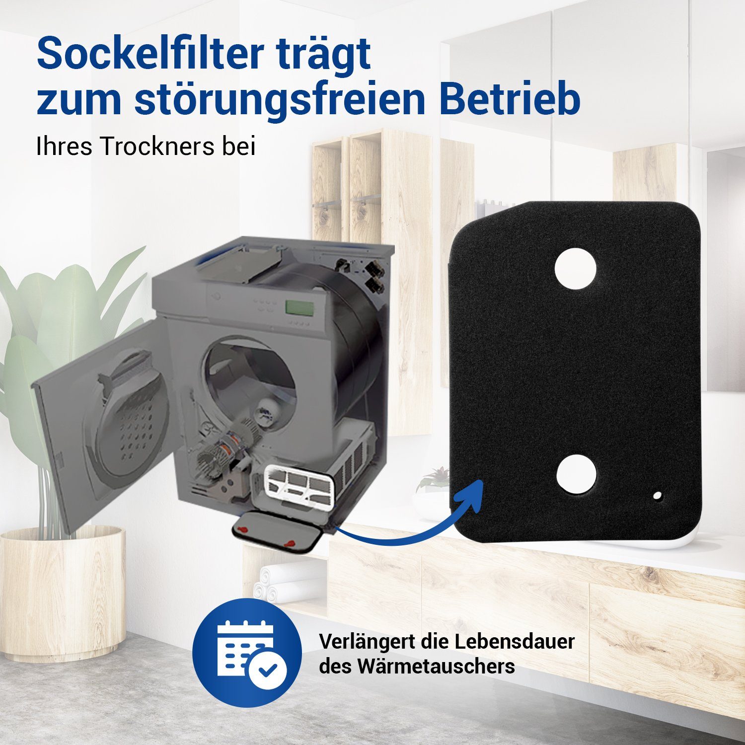 VIOKS Ersatzfilter Schaumfilter Sockelfilter Ersatz für Miele 9164761, Zubehör für Wärmetauscher in Kondenstrockner, 207 x 155 x 30 mm – Bild 3 von 5