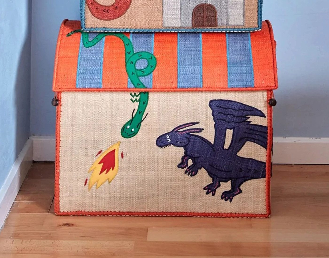 RICE A/S Хранилищаskorb Raffia Хранилищаshaus Dragon Theme Handgefertigt Landhauskorb