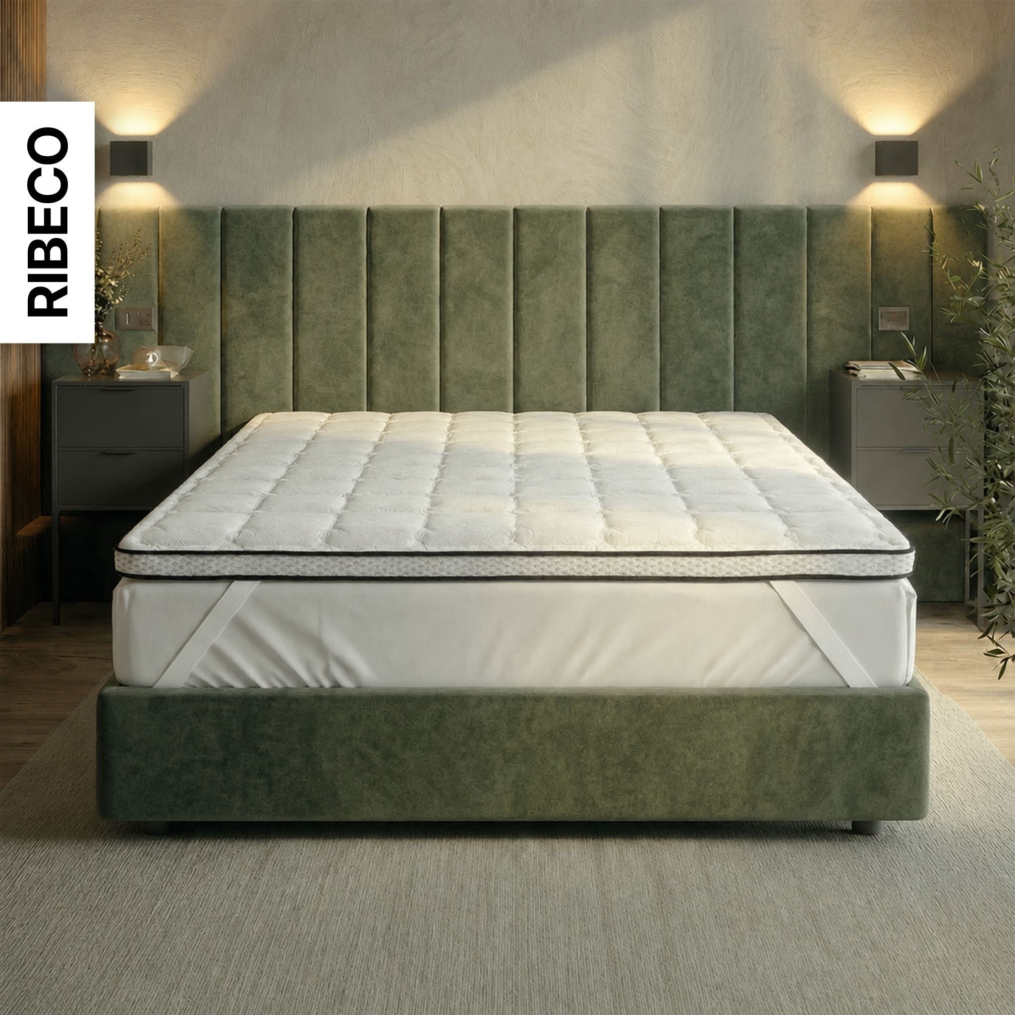 RIBECO, Topper Aaron MINI, Topper 90x200 cm,140x200, 180x200 cm & mehr, 5 cm hoch, Gelschaum, Matratze, Boxspringbett geeignet, ergonomisch, Made in EU, RG 40