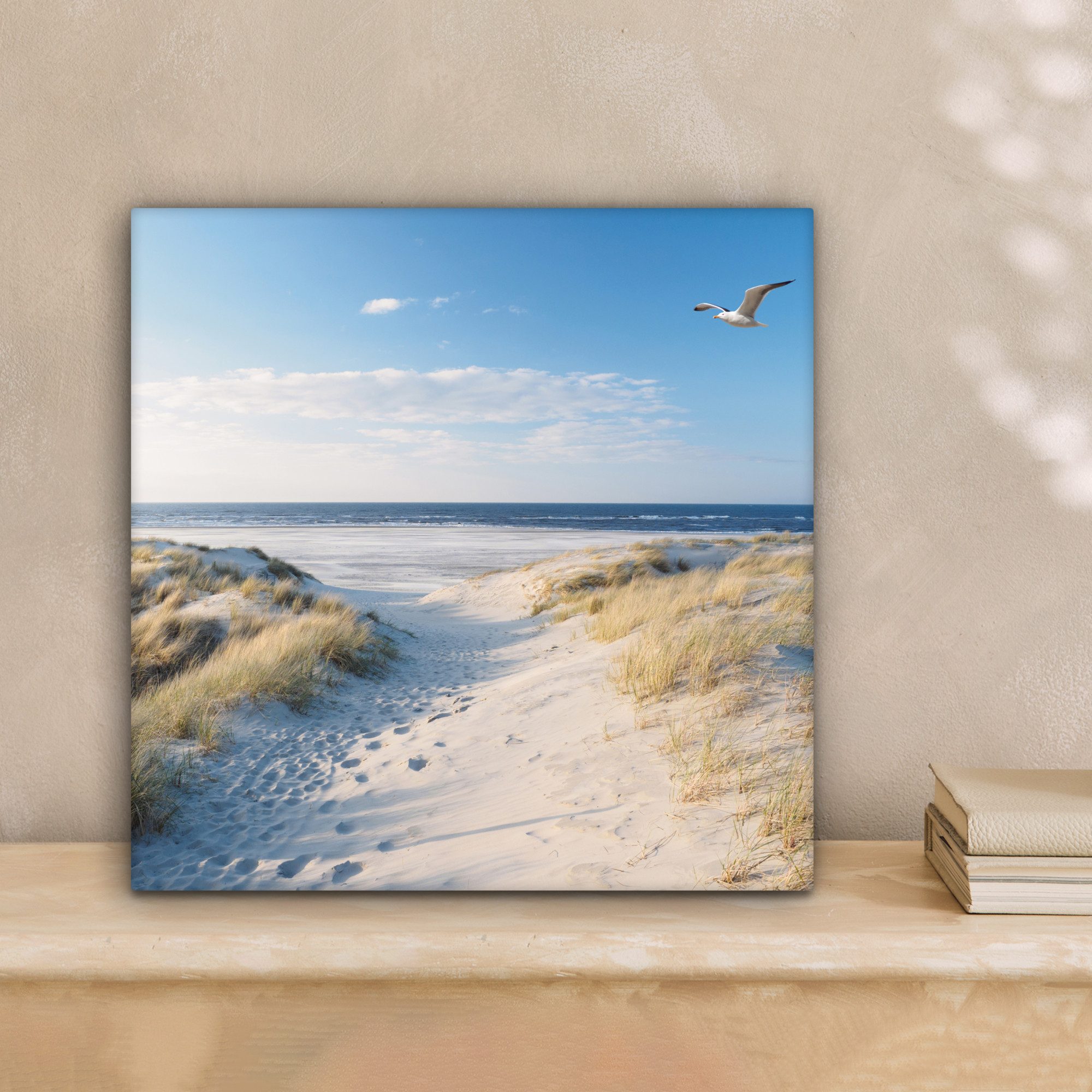 OneMillionCanvasses® Leinwandbild Düne - Möwe - Strand - Meer - Sonne, Foto günstig online kaufen