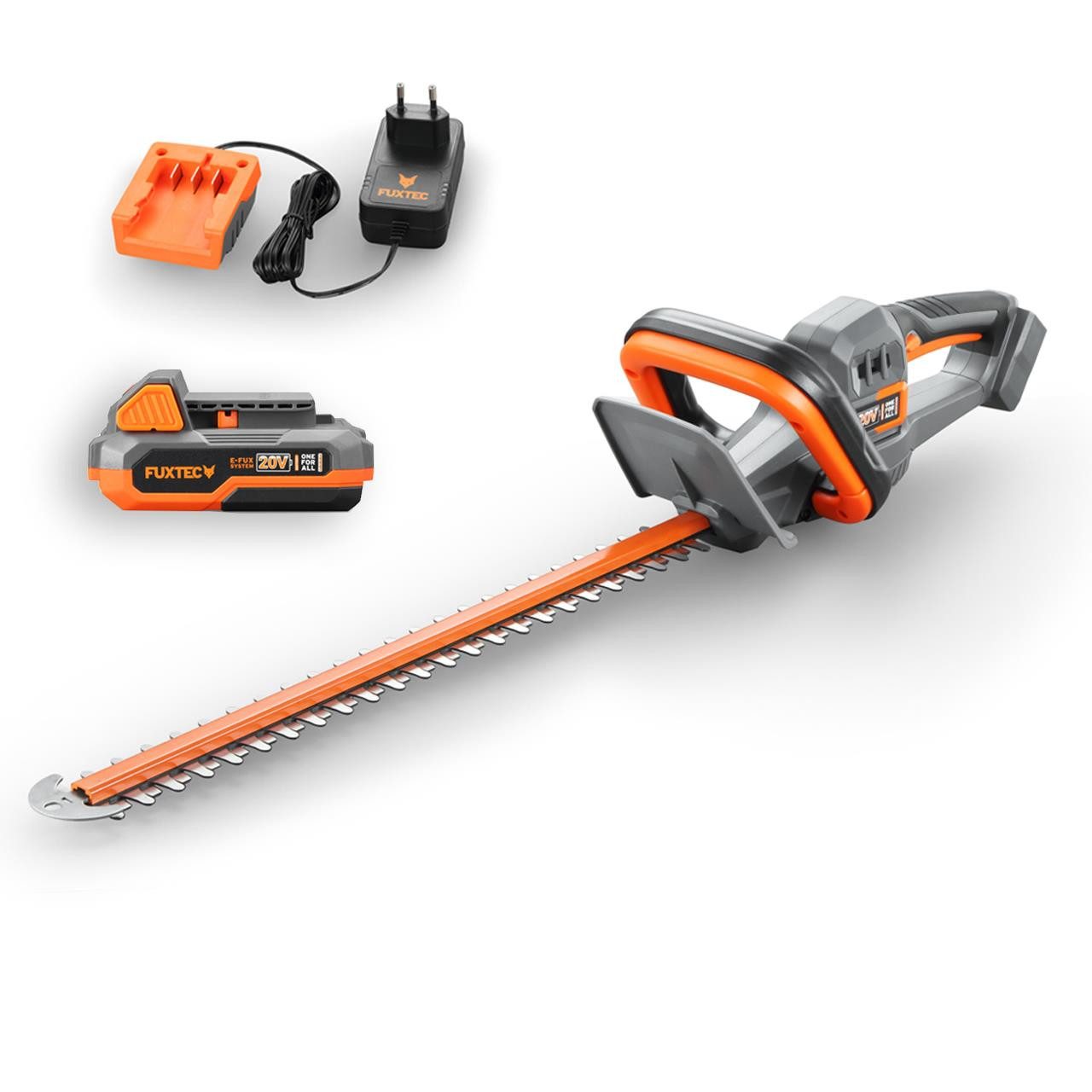 FUXTEC Akku-Heckenschere FX-E1HS20-SET, 2Ah-Akku, 52cm Arbeitsbereich, 20V, bis zu 28mm Astdicke