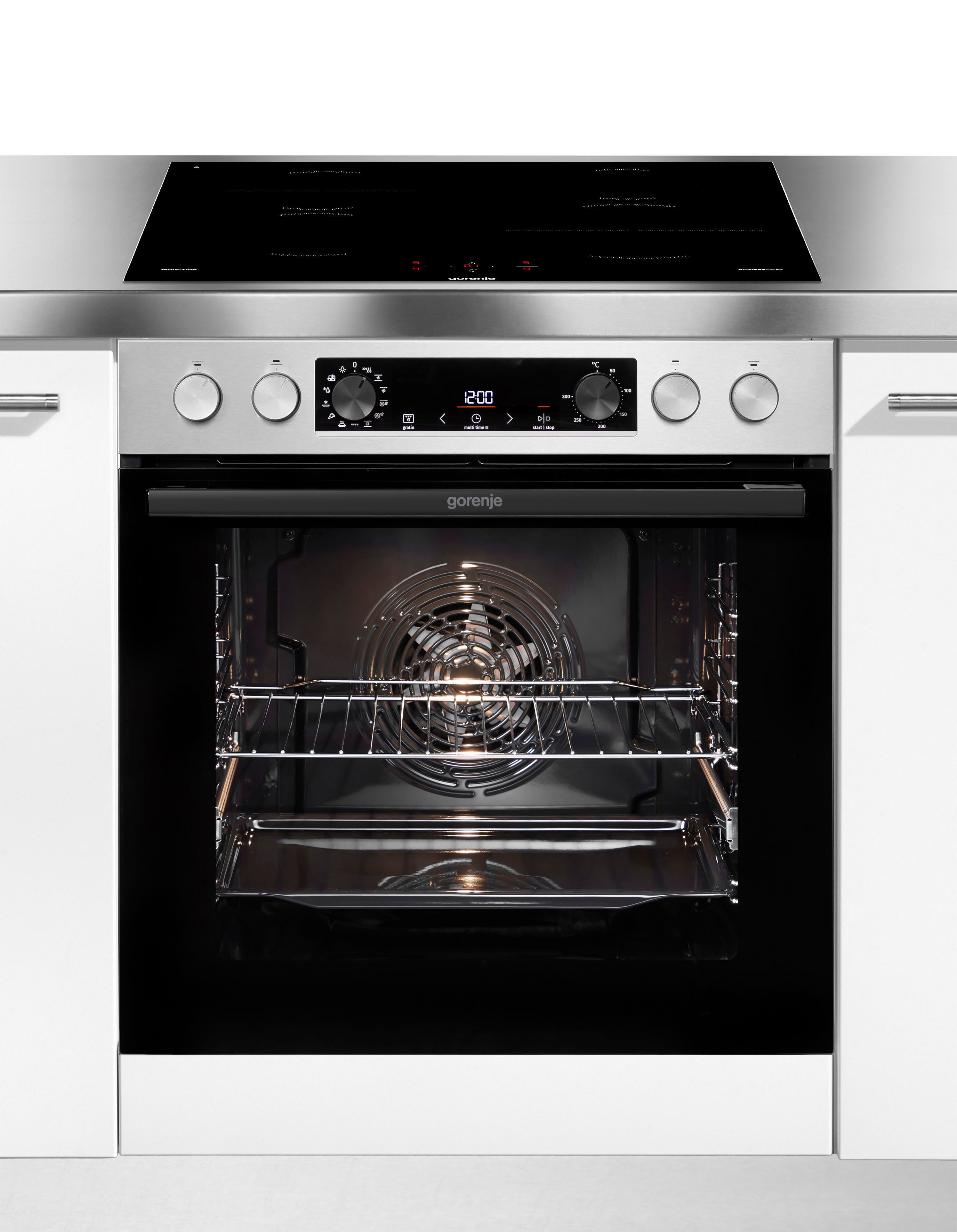 GORENJE Induktions Herd-Set Pacific Induktion 2021, mit 1-fach-Teleskopauszug, Aqua Clean, Pizzafunktion mit 300 °C – perfekt für Pizza, Focaccia und mehr!