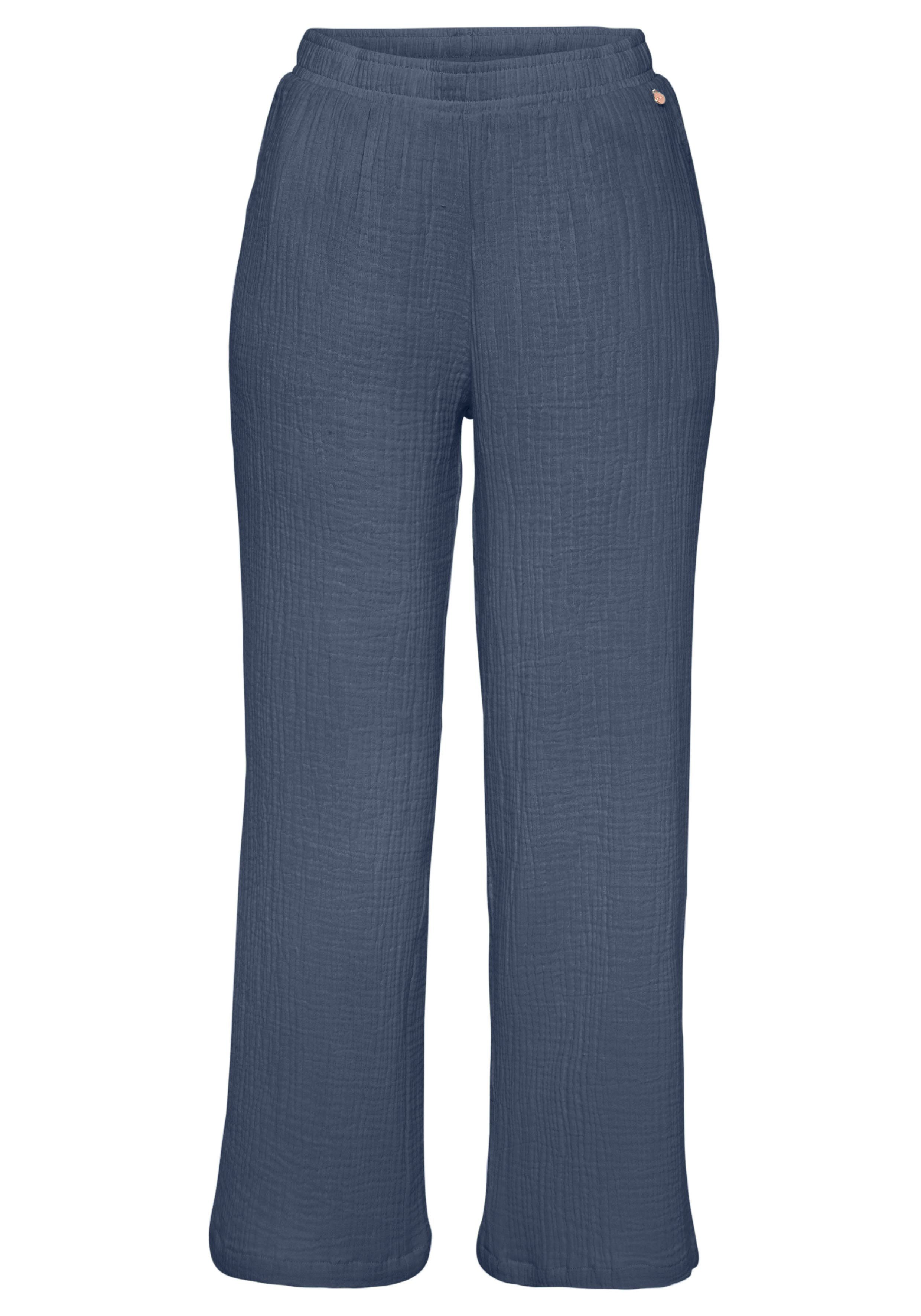 gewebtem Musselinstoff Culotte Dunkelblau s.Oliver aus