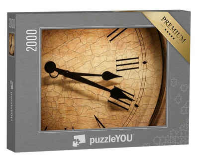 puzzleYOU Puzzle Klassisches Uhrenziffernblatt mit Rissen, 2000 Puzzleteile, puzzleYOU-Kollektionen Uhren