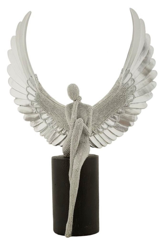 MF Dekofigur Engel Skulptur Sparky mit Flügeln silberfarben 34 cm (1 St) – Bild 2 von 5