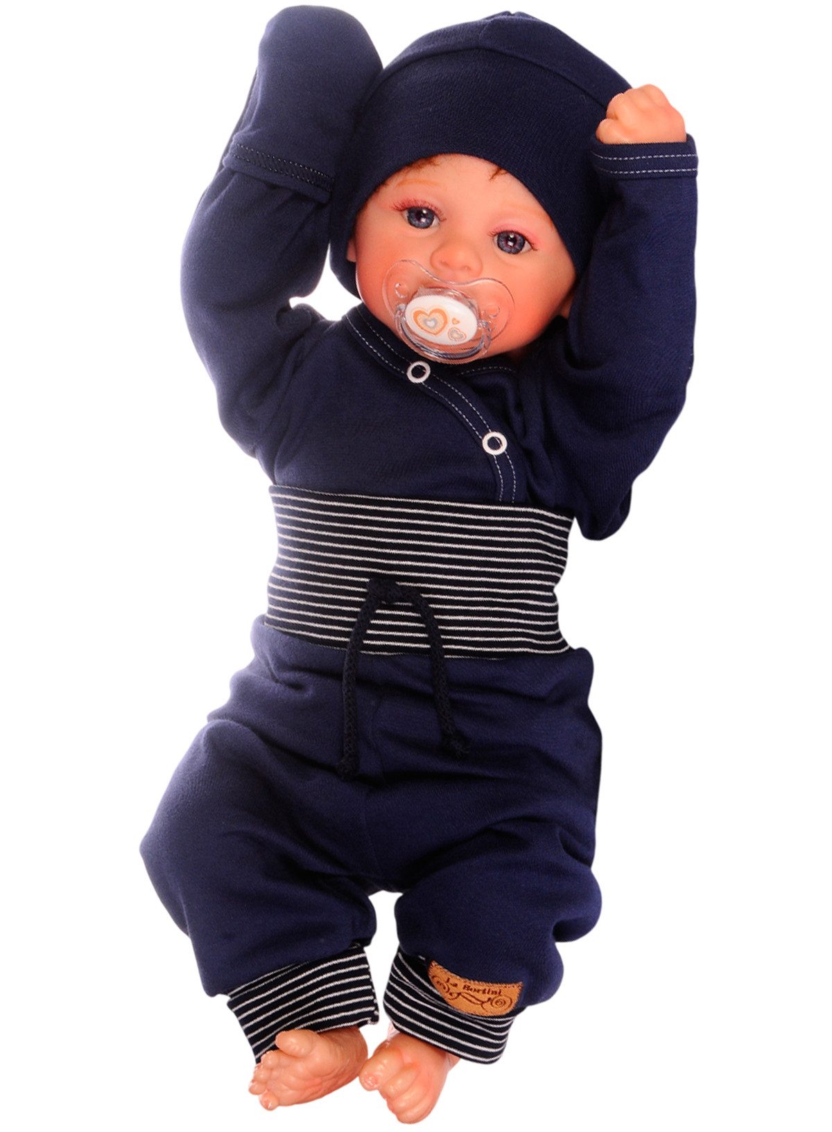 Body & Hose Baby Anzug body mit Kratzschutz Hose Mütze neutral Erstlingsset