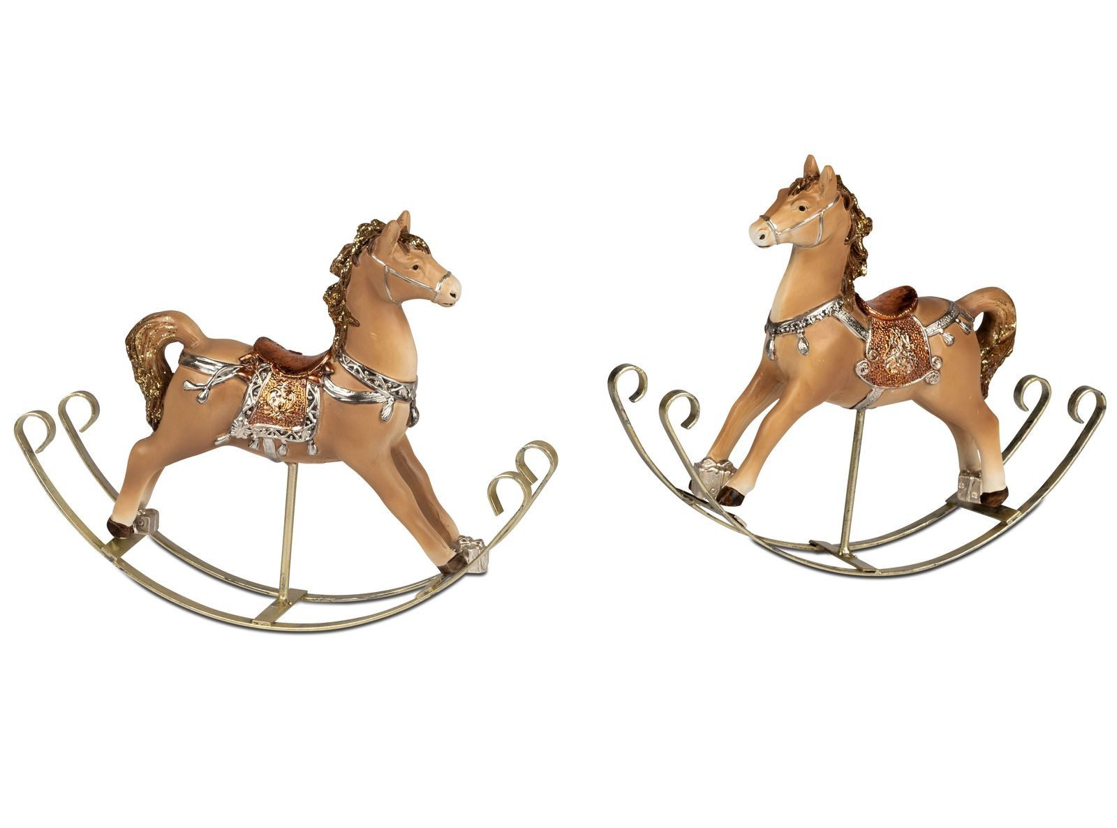 formano Weihnachtsfigur 2er Set Schaukelpferd Weihnachtsdeko 21 cm Kunststein Figur Dekoration