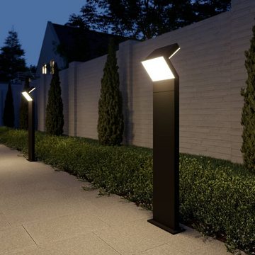 Arcchio LED Pollerleuchte Havin, LED-Leuchtmittel fest verbaut, warmweiß, Modern, Aluminium, Kunststoff, dunkelgrau, 1 flammig, inkl.