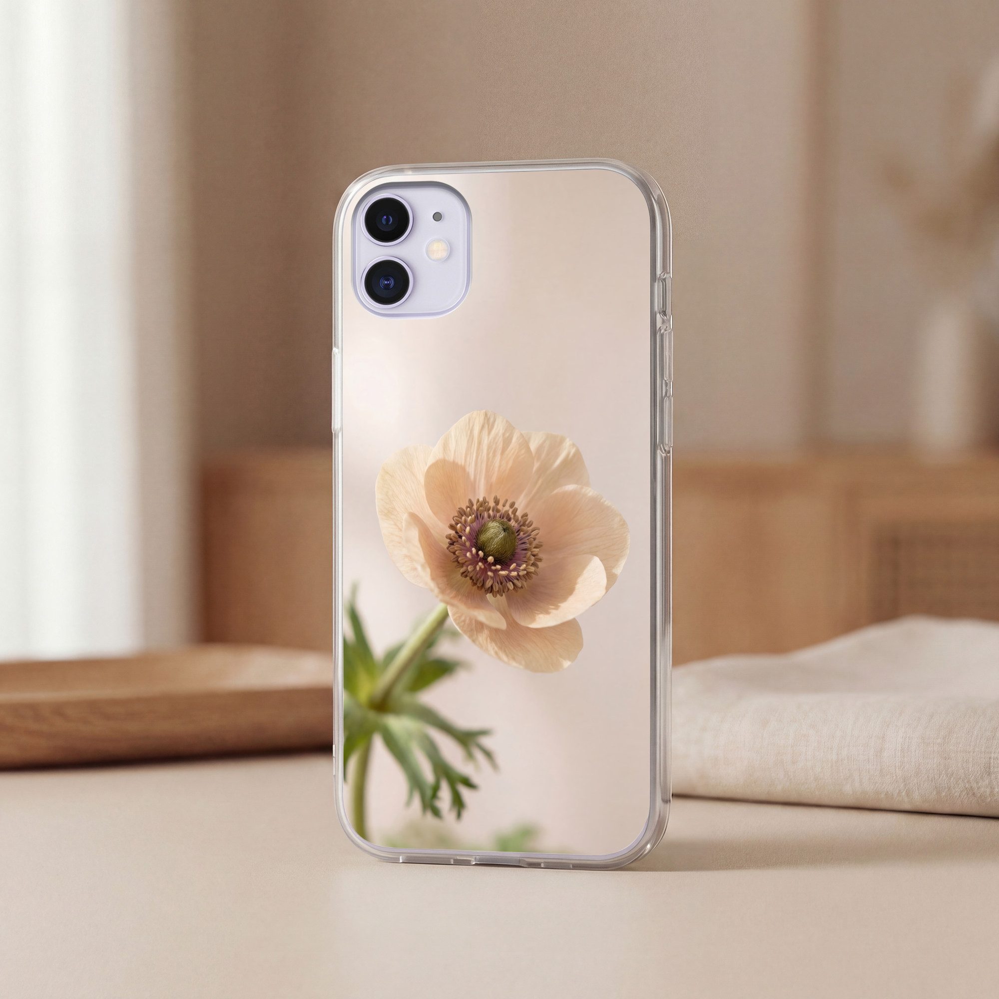 MuchoWow Handyhülle für Apple iPhone 11 Blume - Minimalistisch - Grün, Smartphone-Bumper, Print, Handy Schutzhülle Dünn