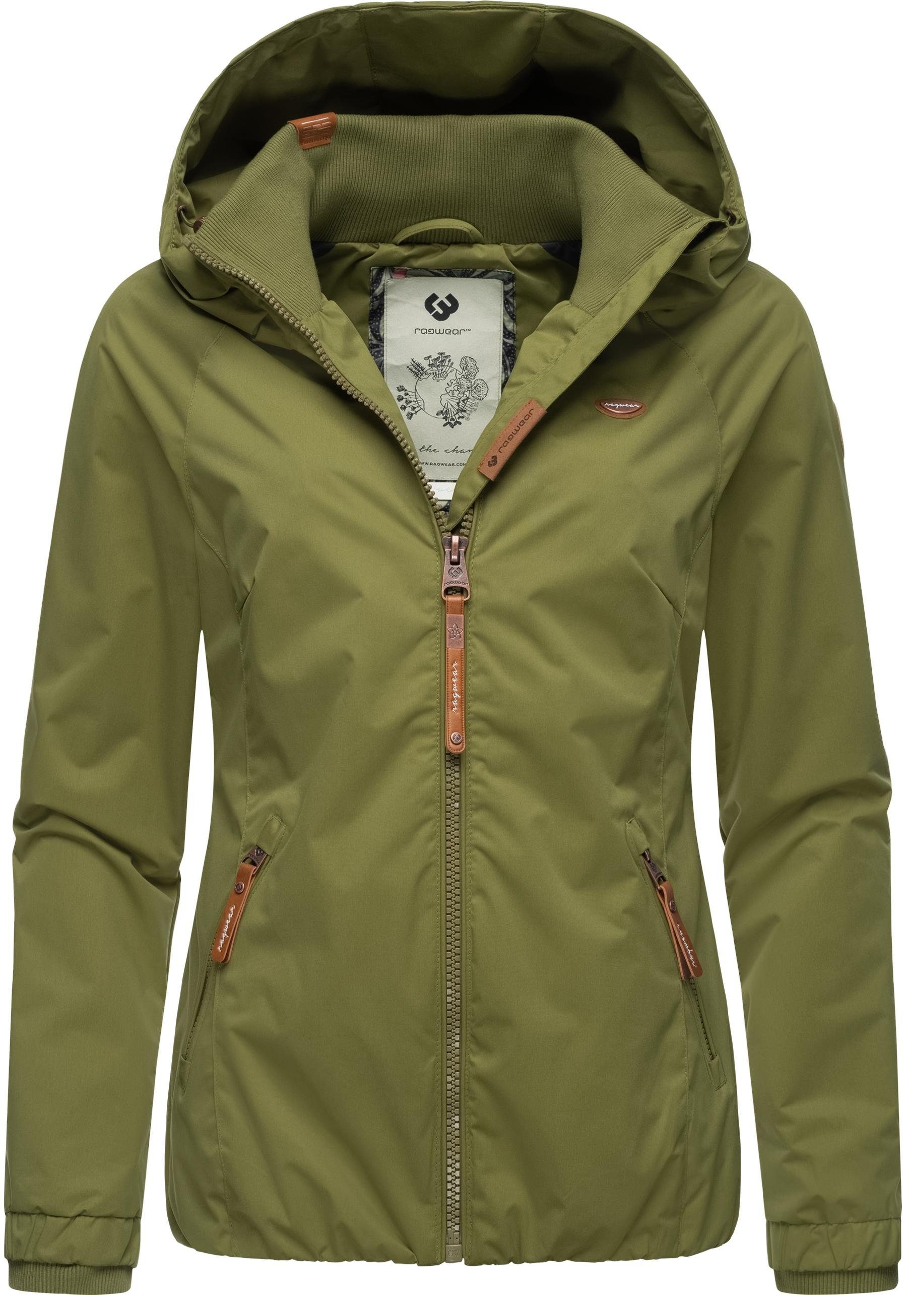 Outdoorjacke stylische grün Dizzie Übergangsjacke mit Kapuze großer Ragwear