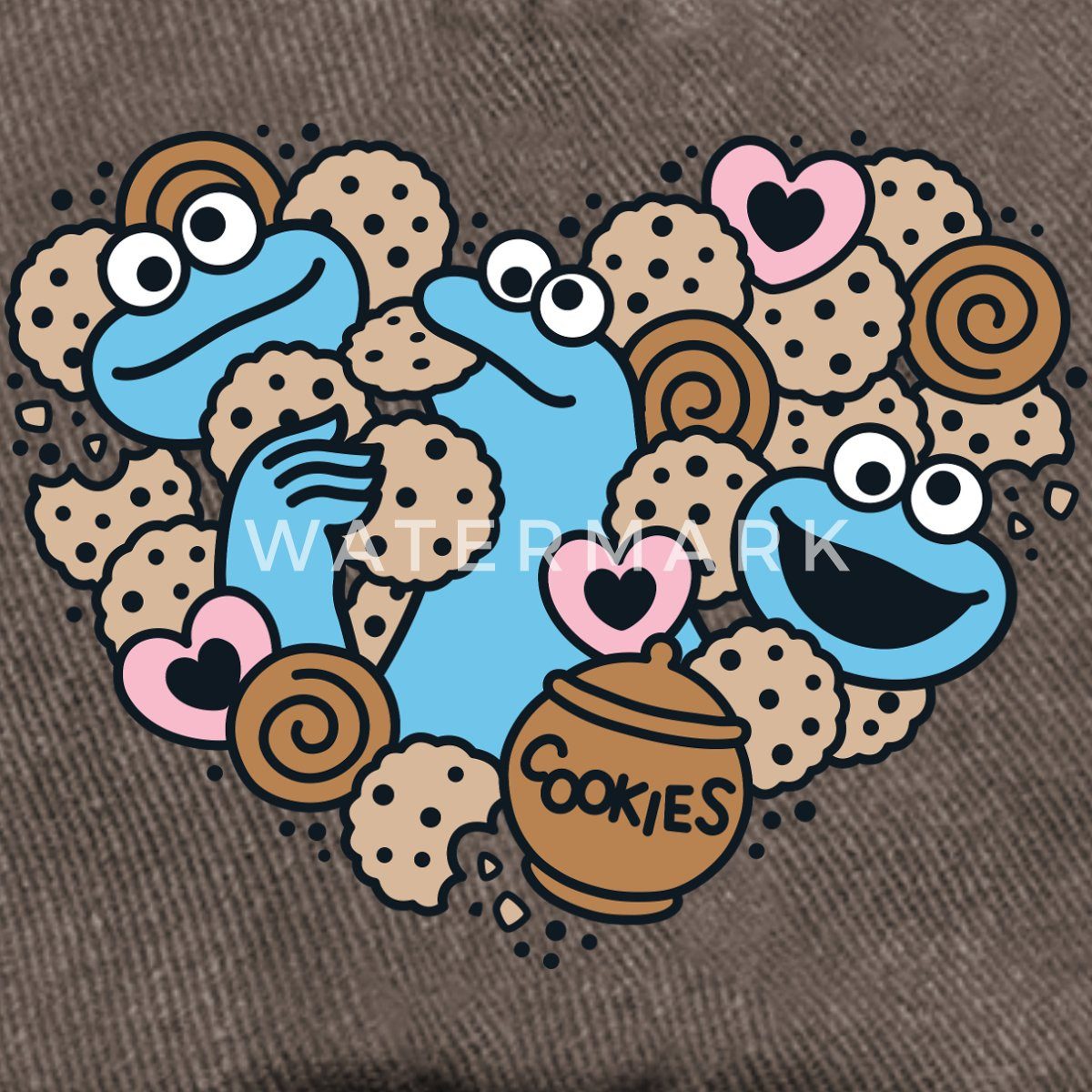 Spreadshirt Baseball Cap Sesamstraße Herz Mit Krümelmonster Vintage Cap (1-St)