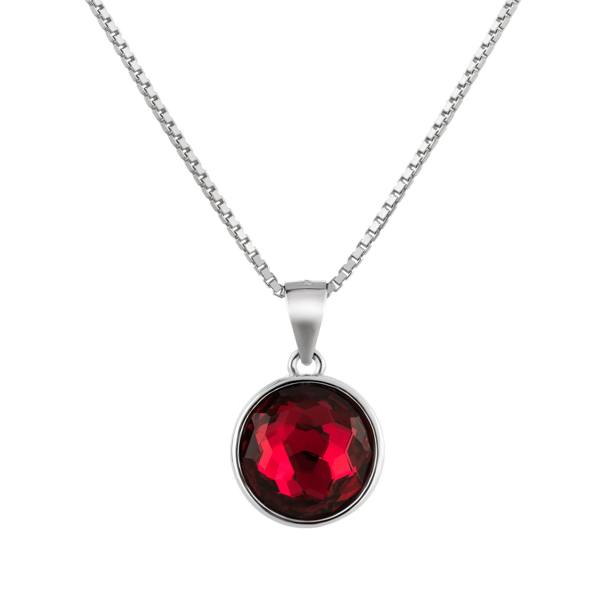 Schöner-SD Kette mit Anhänger runder Kristallanhänger 925 Silber Halskette 45cm, mit Markenkristall