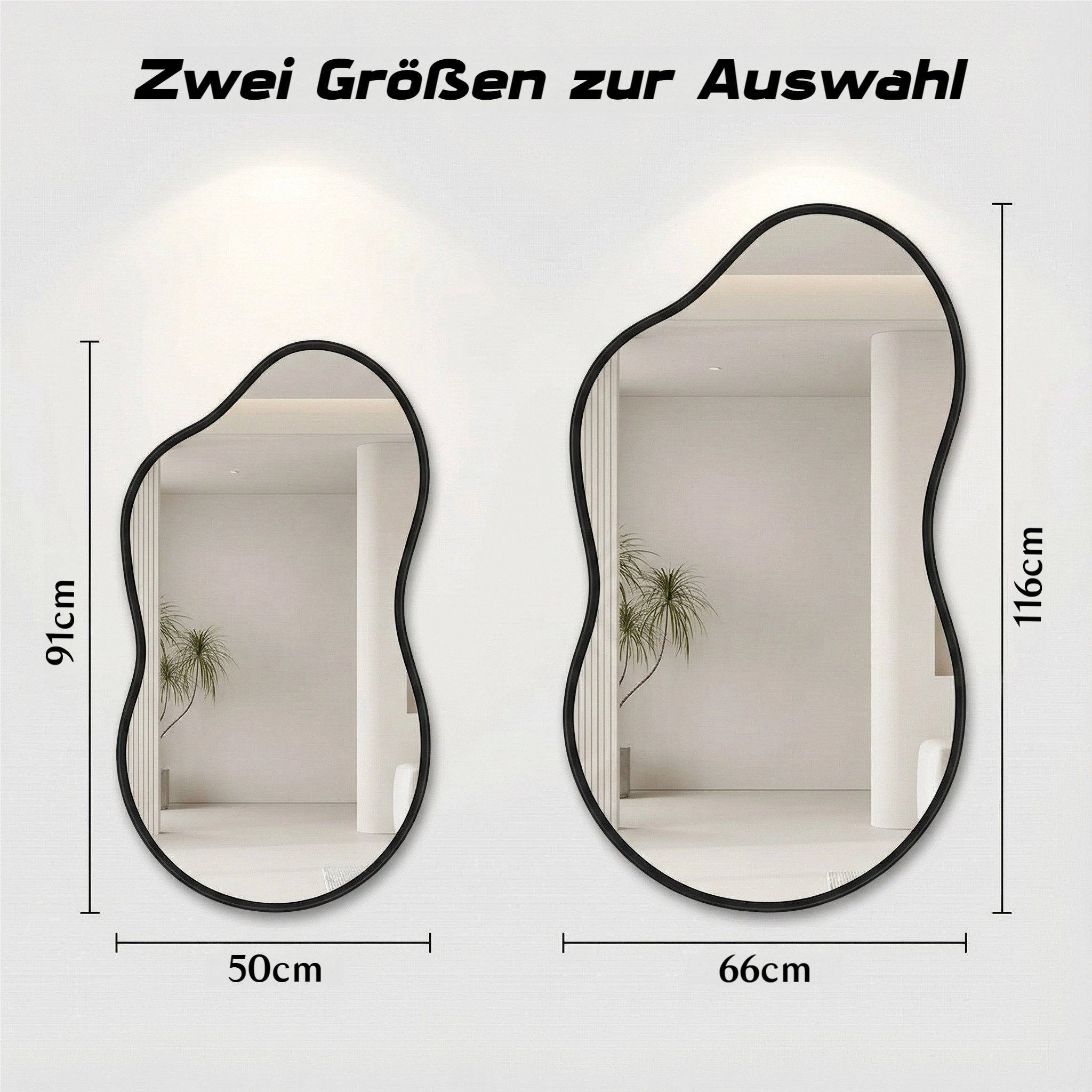 TLGREEN Dekospiegel Wandspiegel,Asymmetrischer Spiegel, (Wolkenspiegel mit Gehärtetes Glas, Aluminiumrahmen), für Wohnzimmer Schlafzimmer Badezimmer – Bild 5 von 5