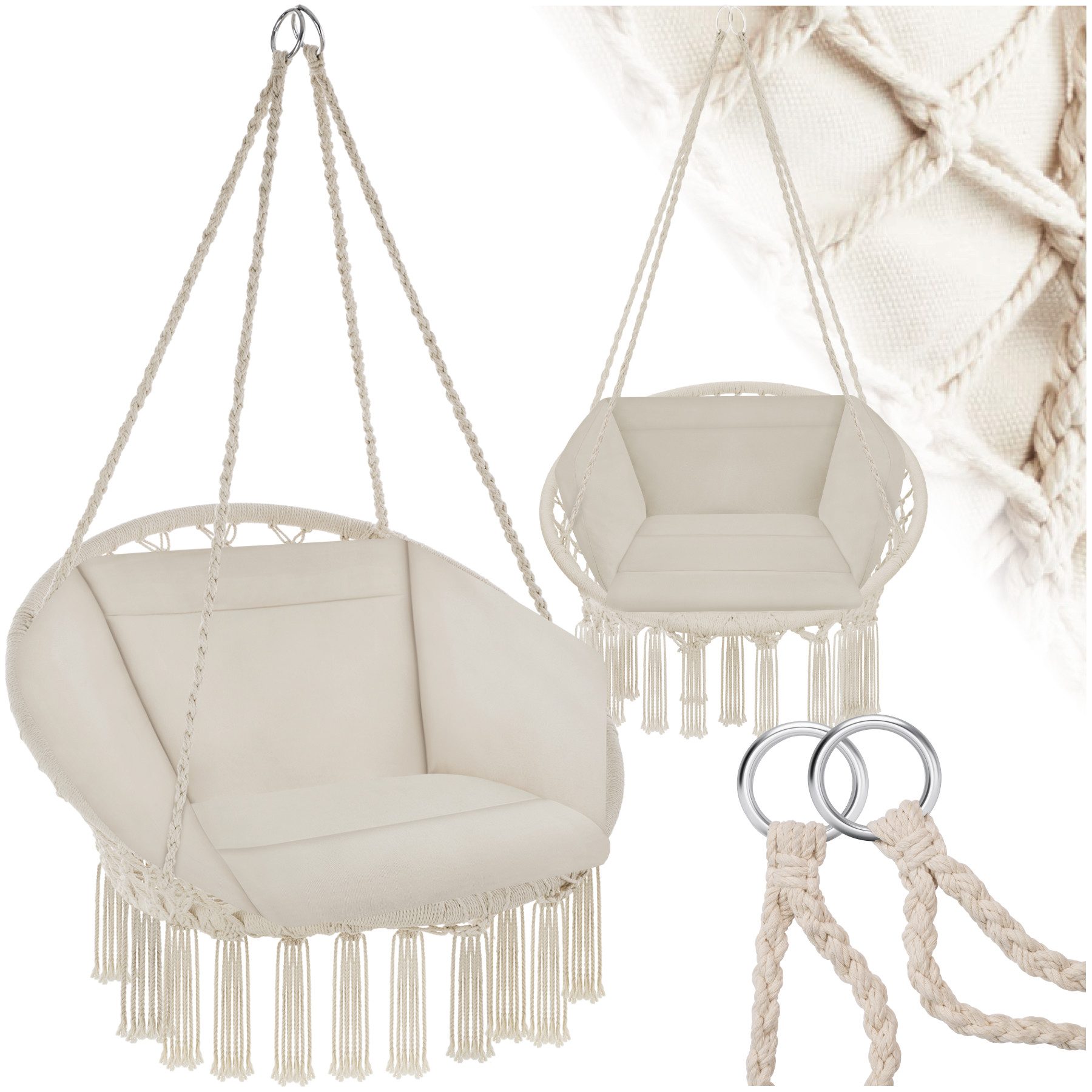 tectake Hängesessel Schaukelstuhl Grazia, mit Sitz- und Rückenpolster günstig online kaufen