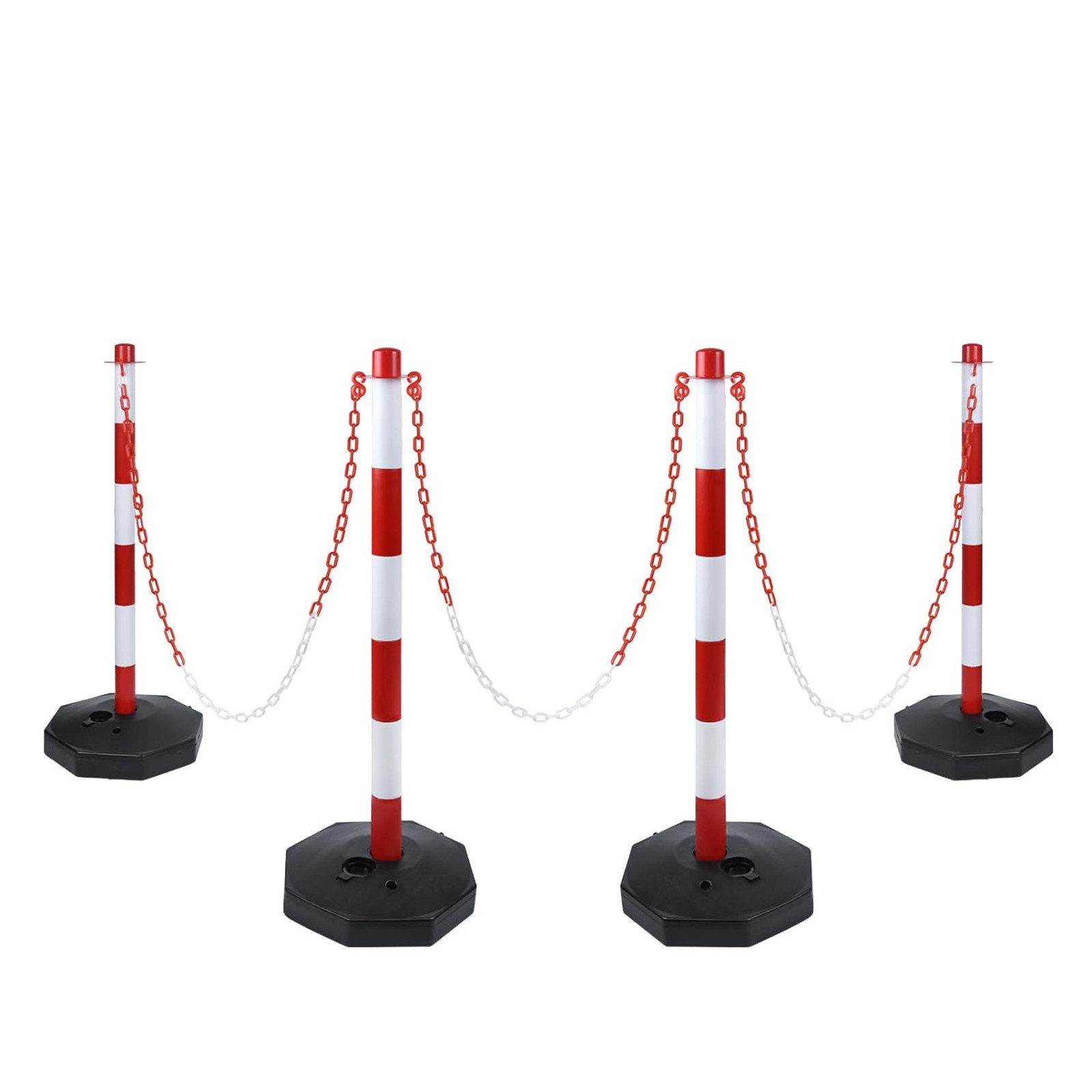 FIVMEN Absperrpfosten 82x28x28cm Kettenpfosten aus Kunststoff Absperrung (4-tlg), Sperrpfosten für die Verkehrskontrolle oder Warnung an der Auffahrt