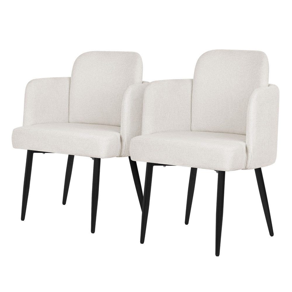 ML-DESIGN Polsterstuhl Esszimmerstühle mit Armlehne & Rückenlehne Ergonomische moderne Design (2 St), Armlehnstuhl mit Metallbeine 2er Set Beige Lounge Sessel bis 120kg
