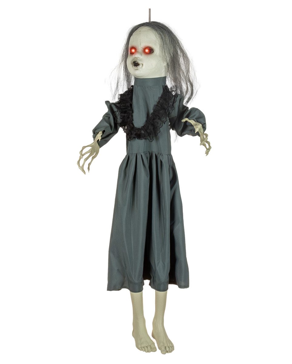 Horror-Shop Dekoobjekt Schwarzes Gothic Girl mit Leuchtaugen als Hängedek