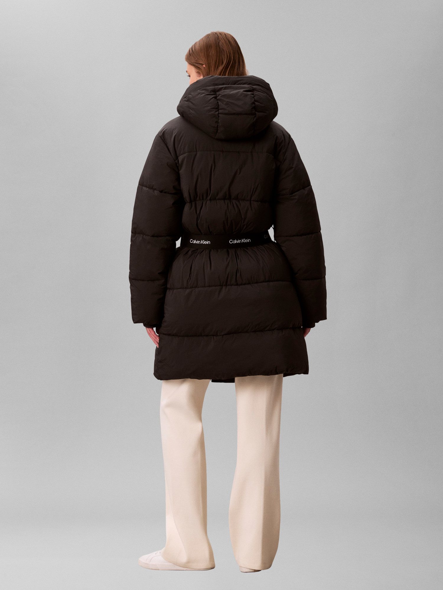 Calvin Klein Jeans Steppmantel BELTED MIDWEIGHT LONG PUFFER Mit Rundhalsausschnitt, regular fit