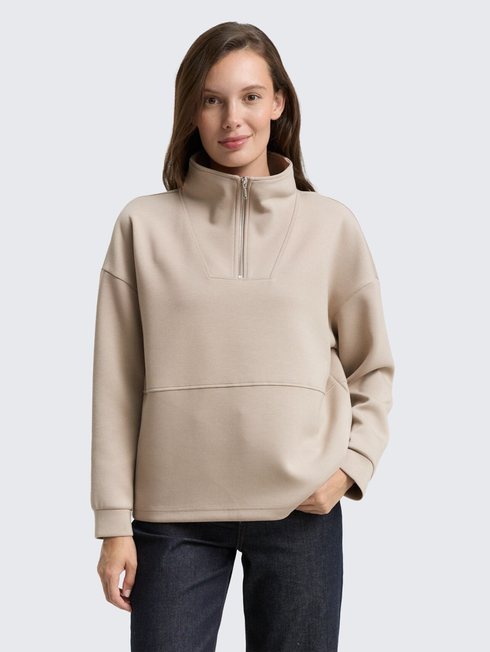 TOM TAILOR Sweatshirt Scuba Troyer Sweatshirt günstig online kaufen