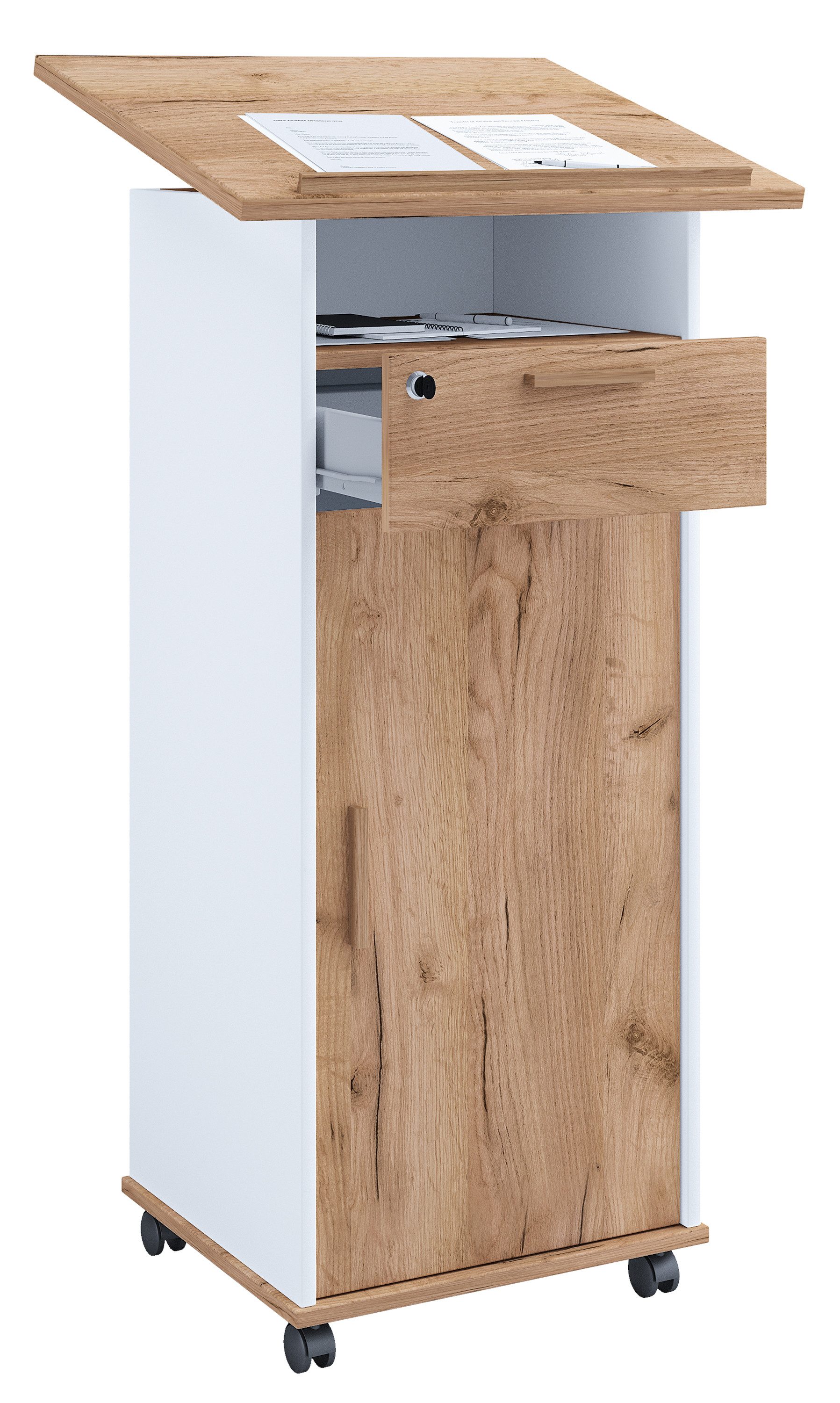 VCM Stehpult Holz Stehpult Rednerpult Stehtisch Rollen Melta T günstig online kaufen