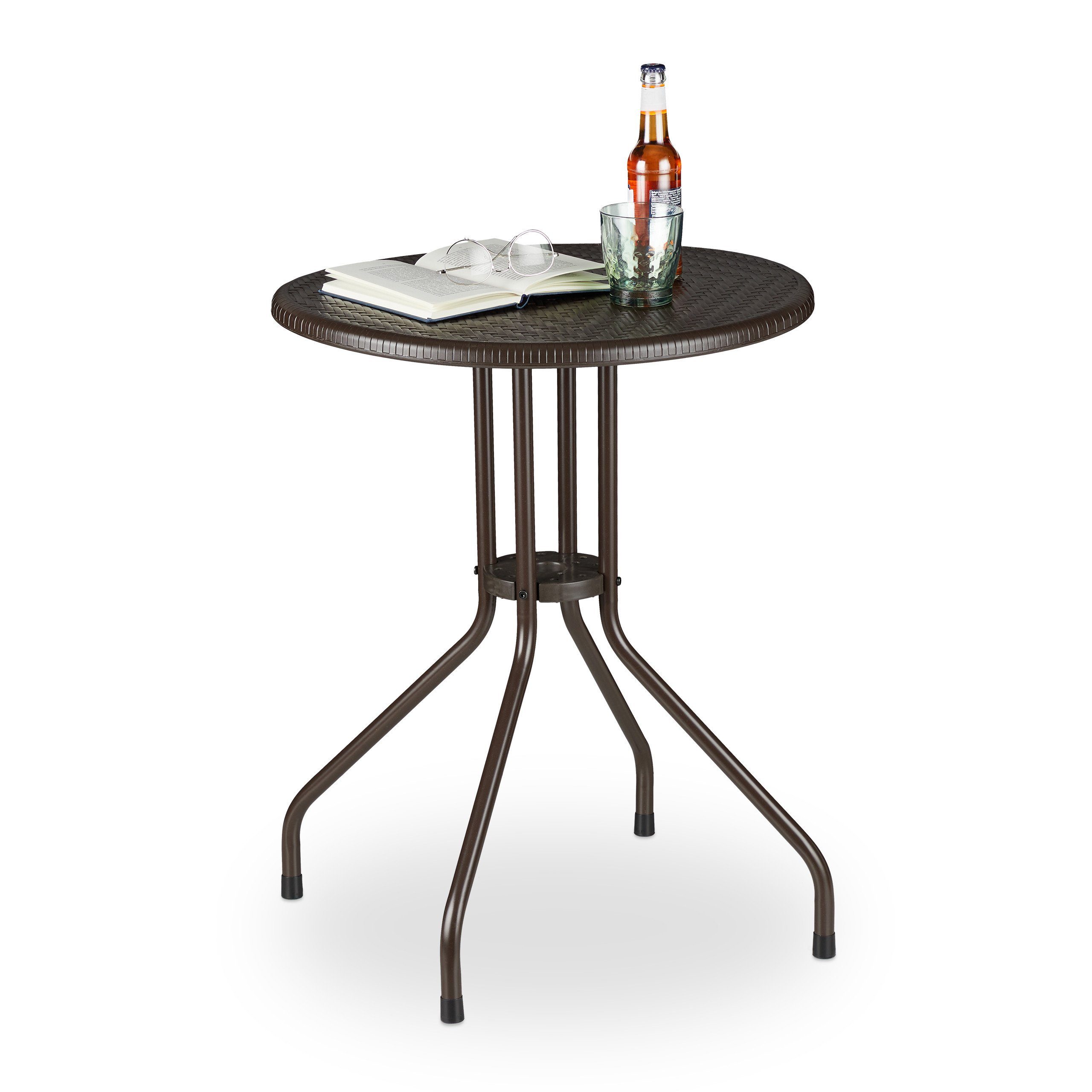 relaxdays Gartentisch rund brau (Einzelstück, 1-St)