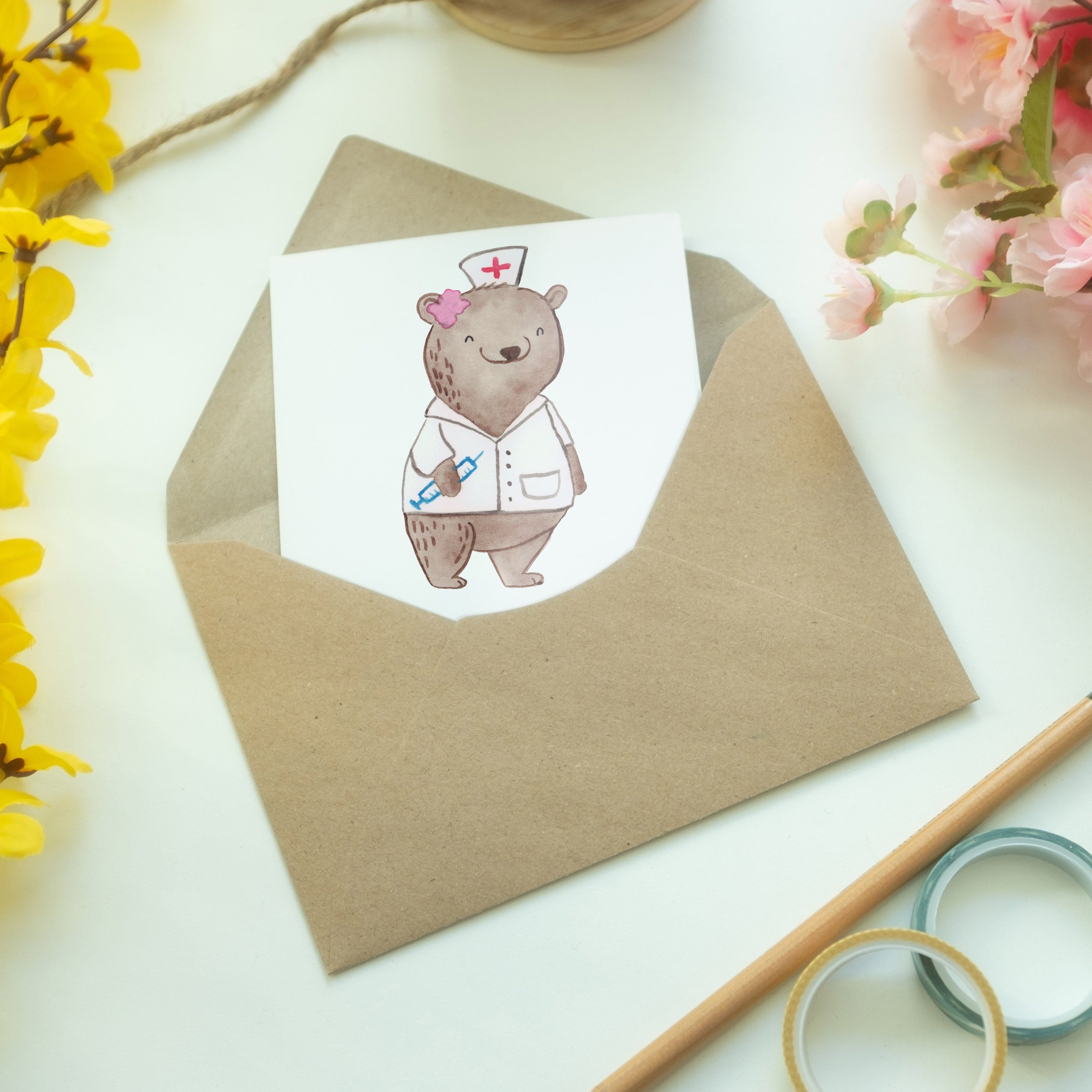 Doktorin, Mr. Mrs. & - Jubiläum - Grußkarte Geschenk, Herz Panda Weiß Ärztin Medizinstudium, mit