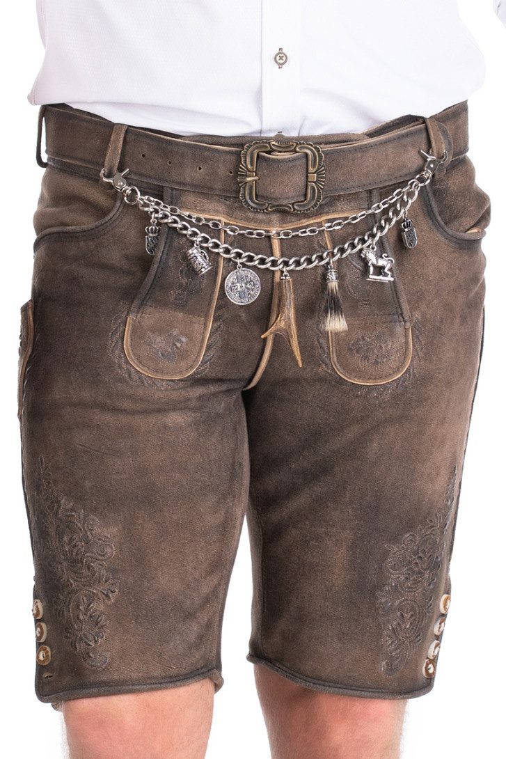 MarJo Trachtenlederhose Lederhose Herren kurz - EBERNDORF - schokobraun