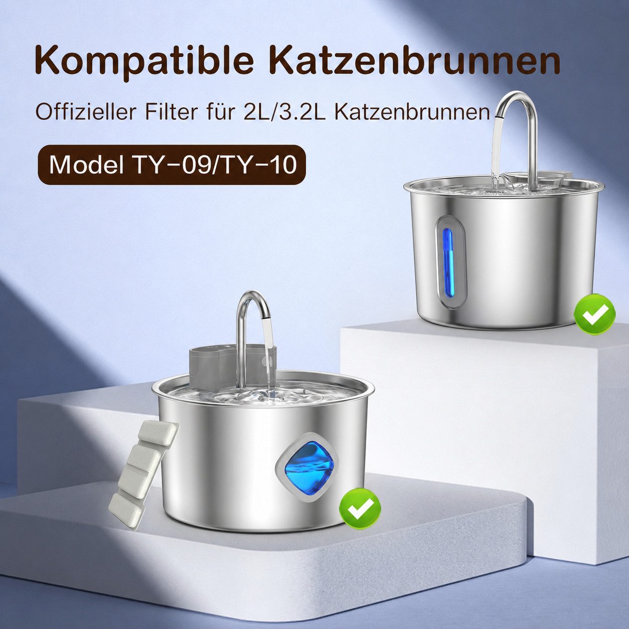 marmortrend Sehnsucht nach Einzigartigkeit Katzen-Futterautomat Filter für Katzenbrunnen mit 8 Aktivkohlefiltern+4 Schwämmefilter, Anwendbare Modelle-nur für MARMORTREND Katzen Trinkbrunnen