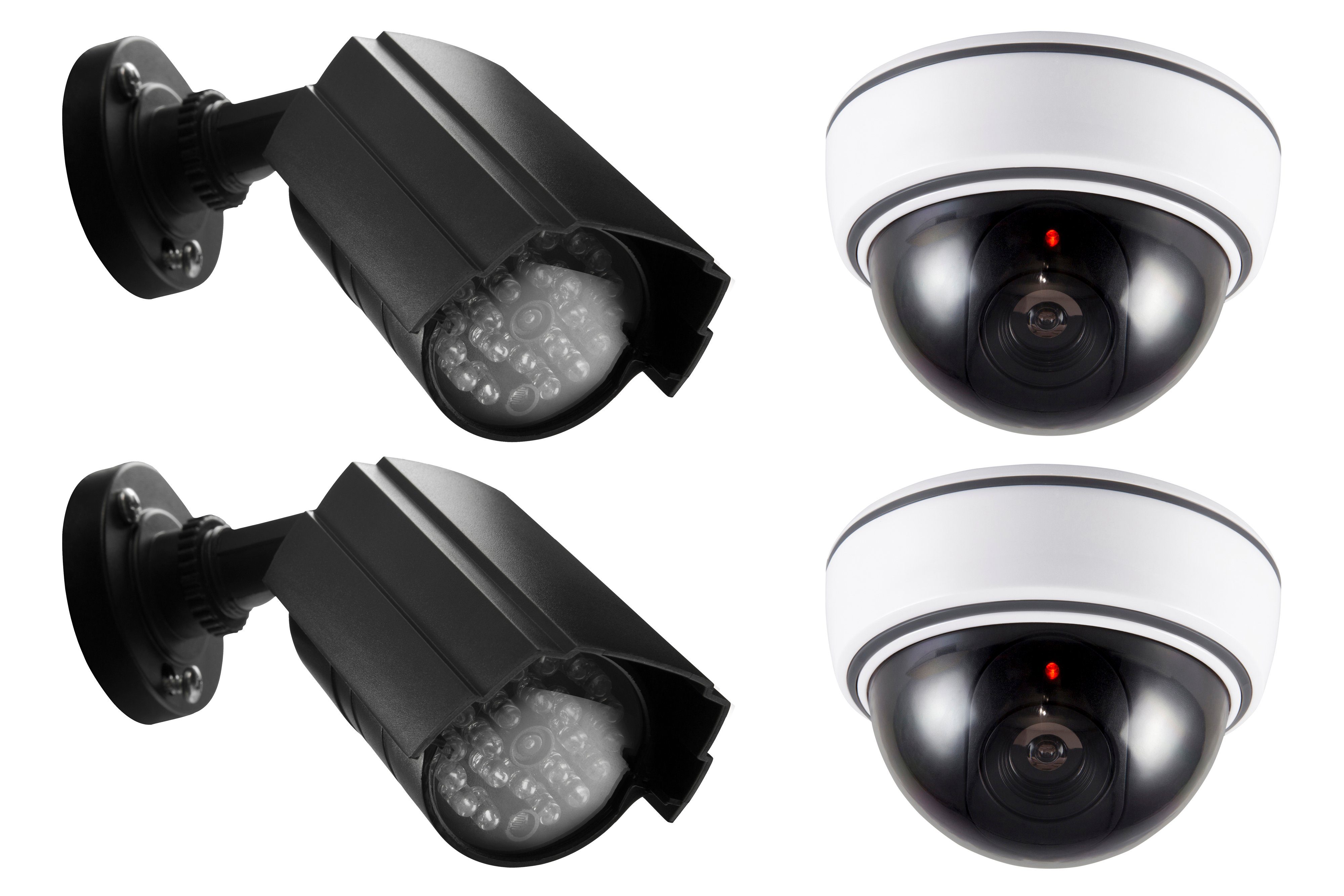 Alecto DC-KIT Überwachungskamera Attrappe (Innen,- Außenbereich, Spar-Set, 1-tlg., 2x Kamera-Attrappen, Überwachungskamera Attrappe mit LED-Licht, Schutz vor Einbruch)