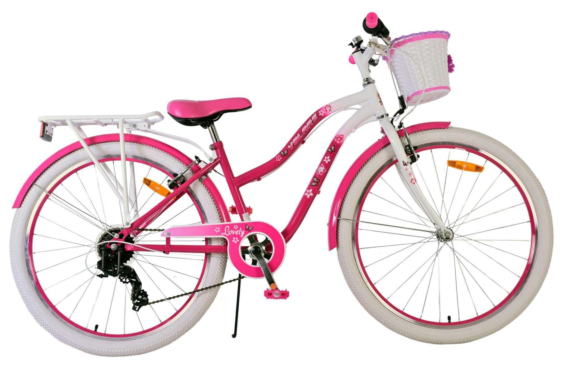 Kinderfahrrad Volare Lovely Kinderfahrrad für Mädchen - 26 Zoll in Rosa mit 7 Gängen