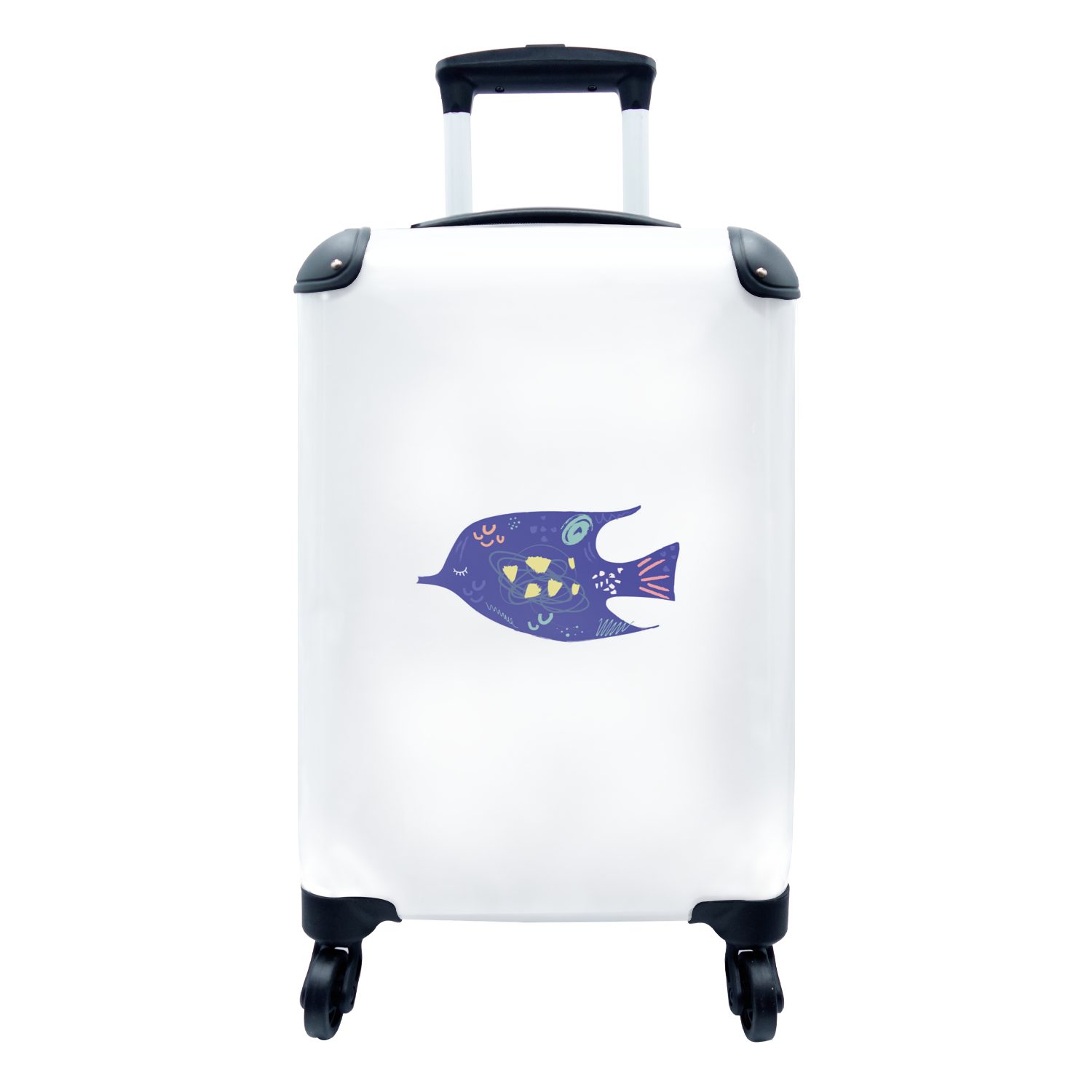 MuchoWow Handgepäckkoffer Fisch - Pastell - Lila, 4 Rollen, Reisetasche mit rollen, Handgepäck für Ferien, Trolley, Reisekoffer