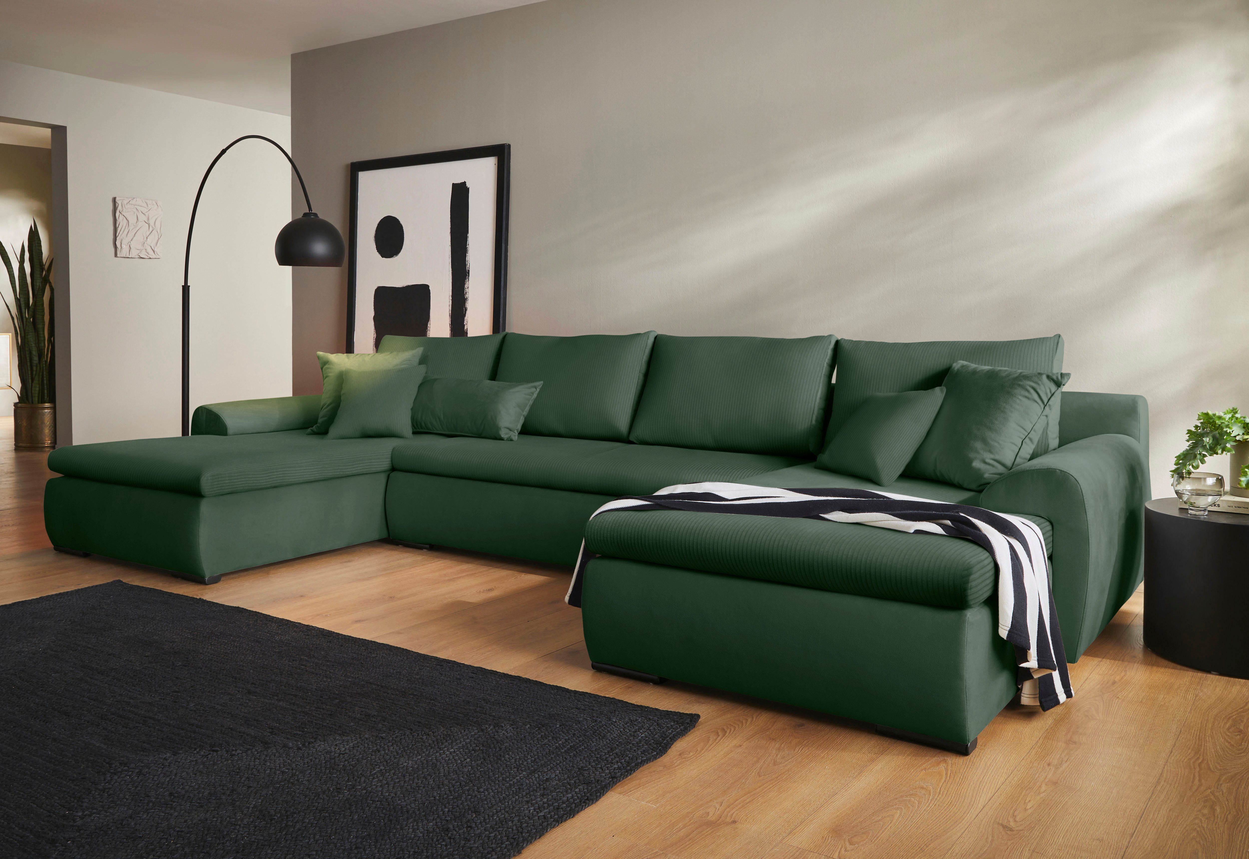 Home affaire Wohnlandschaft "Win U-Form" inklusive Bettfunktion und Bettkas günstig online kaufen