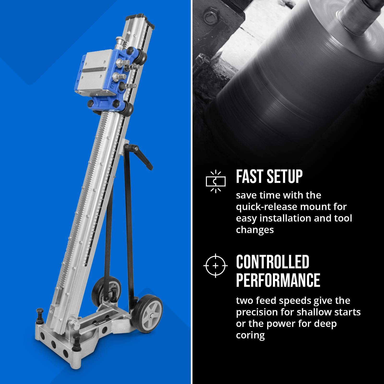 MSW Bohrständer Kernbohrständer 0 bis 45° neigbar Bohrdurchmesser bis 480 mm Hub bis