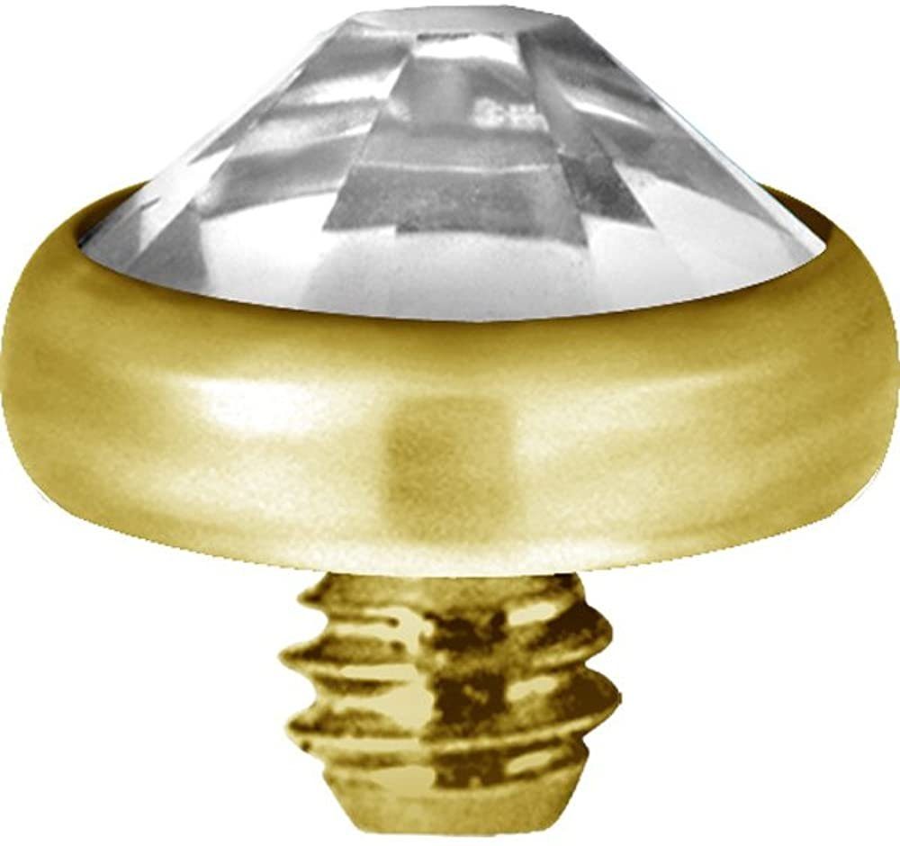 Karisma Piercing-Set Titan Weiss.BG-TIADJN.4mm G23 Anchor Dermal Stein PVD - Aufsatz Karisma Kristall Micro Piercing Gold