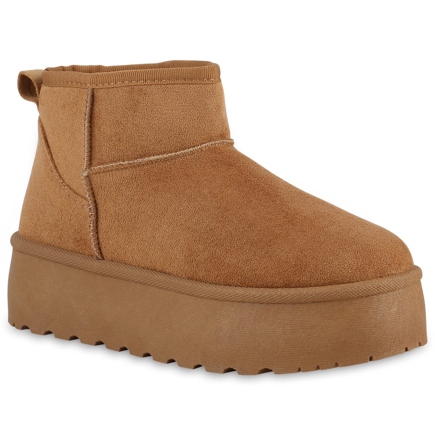 VAN HILL 840733 Plateaustiefelette Damen Warm Gefütterte Plateau Boots Bequeme Profi-Sohle