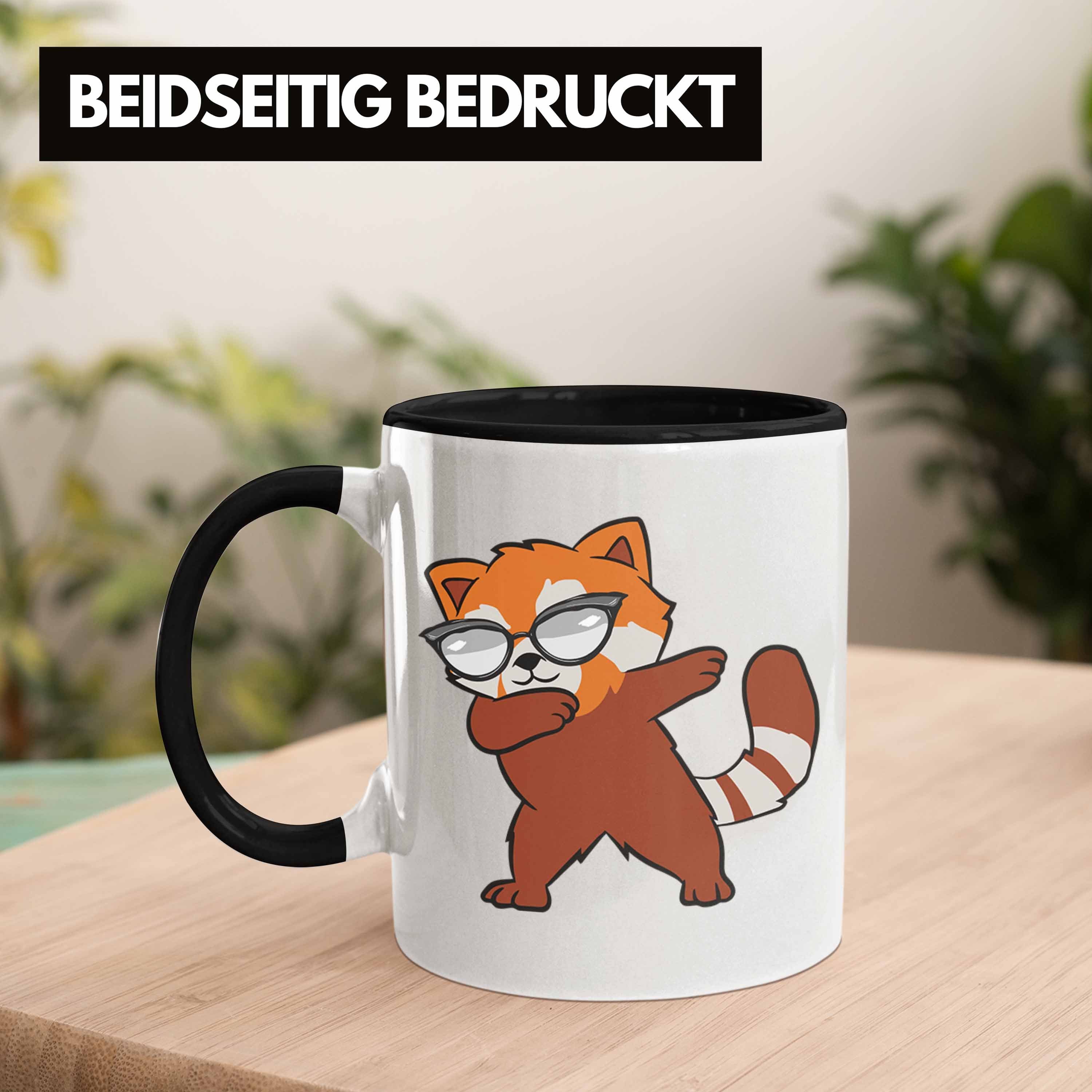 Panda Trendation Cooler Roter Grafik Lustige Trendation Schwarz Jungs Dancing Tasse Mädchen Tasse für Dab - Geschenkidee Musik Kinder