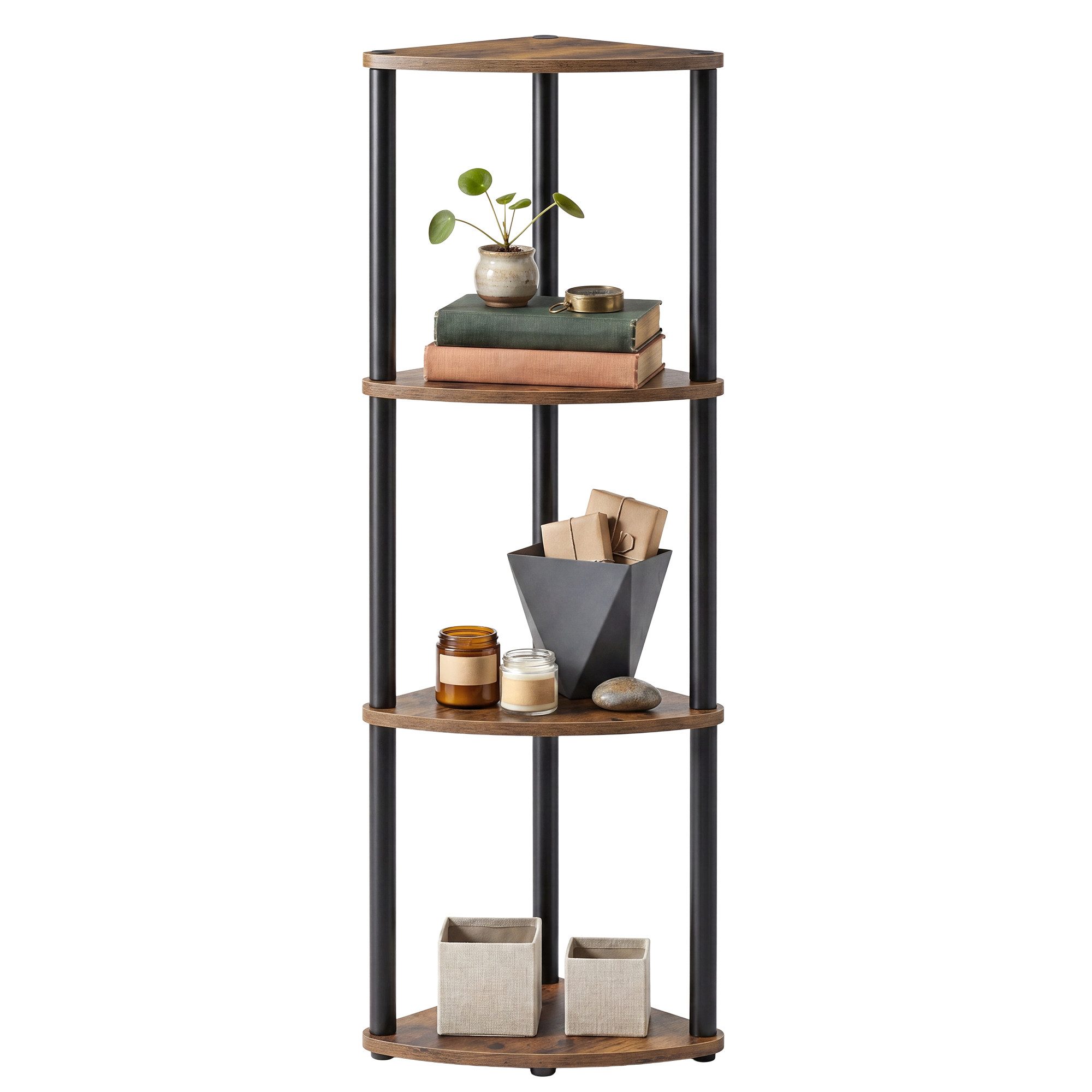 SONGMICS HOME Eckregal Standregal, werkzeuglose Montage, Wohnzimmer, Schlafzimmer, Küche, 38,3 x 27 x 104,8 cm, Wohnzimmer, Schlafzimmer, Regal