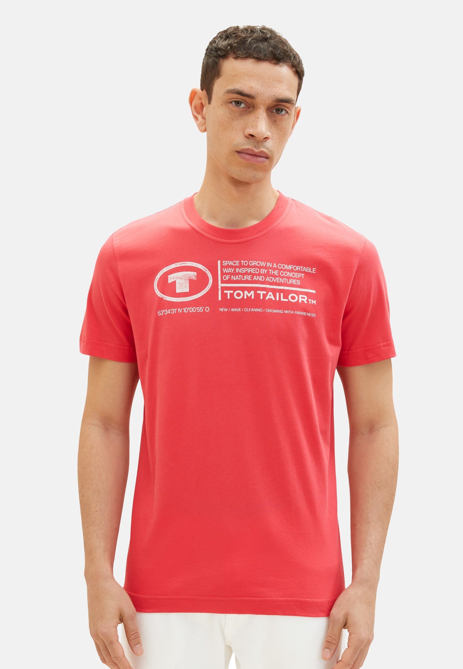 TOM Kurzarmshirt T-Shirt TAILOR (1-tlg) T-Shirt rot