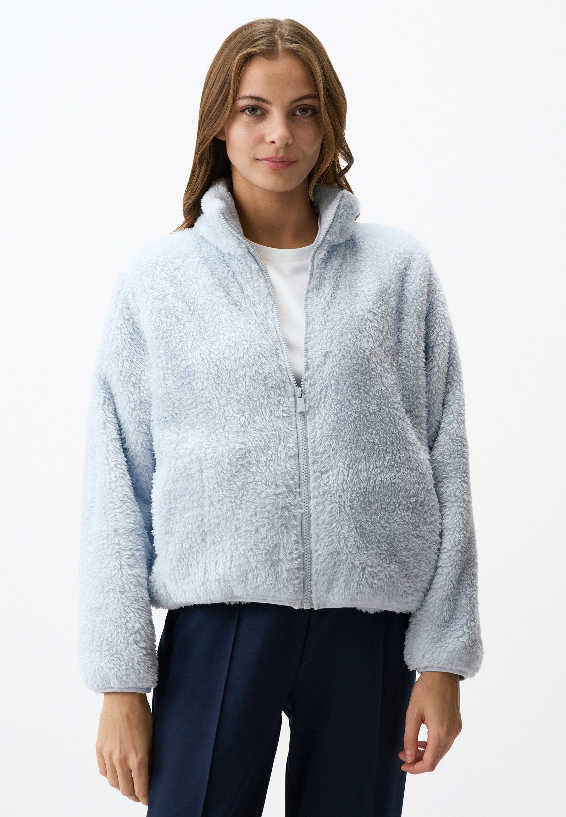 Jimmy Key Jackett Rollkragen-Plüsch-Strickjacke Mit Reißverschluss günstig online kaufen