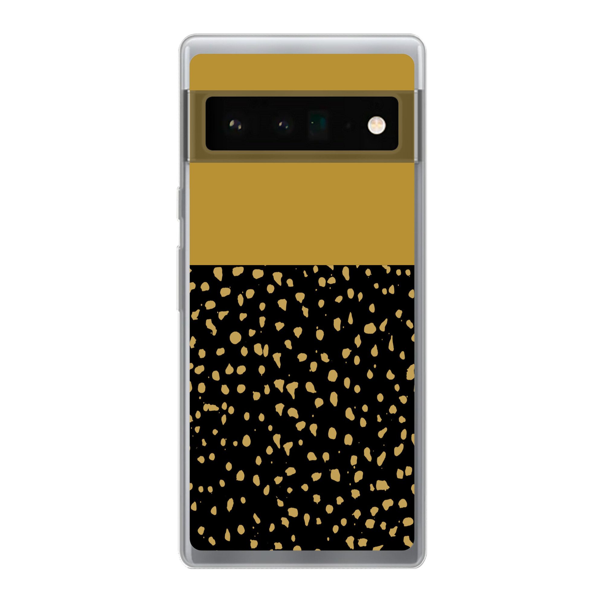 MuchoWow Handyhülle für Google Pixel 6 Pro Polka dots - Ockergelb - Schwarz, Handy Case, Silikon, Bumper Case Dünn