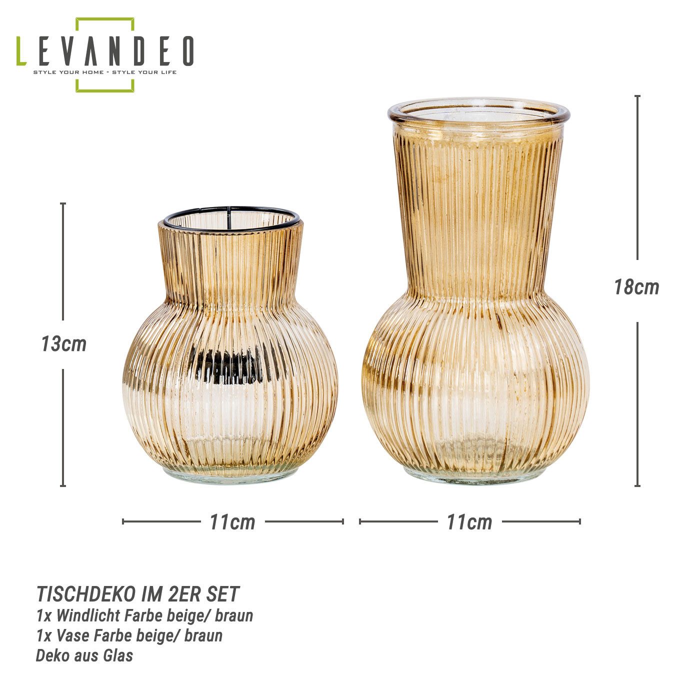 Levandeo® Dekoobjekt, 2er Set Tischdeko Vase günstig online kaufen