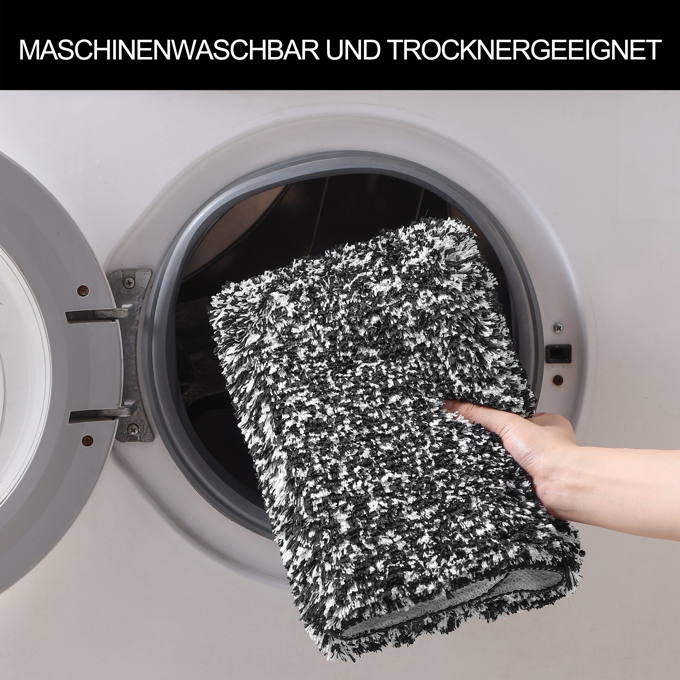 OTTO home Badematte Vanessa meliert, Badvorleger, Badezimmer Teppich, Duschvorleger, Höhe 20 mm, rutschhemmend beschichtet, strapazierfähig, Polyester, halbrund – Bild 5 von 5