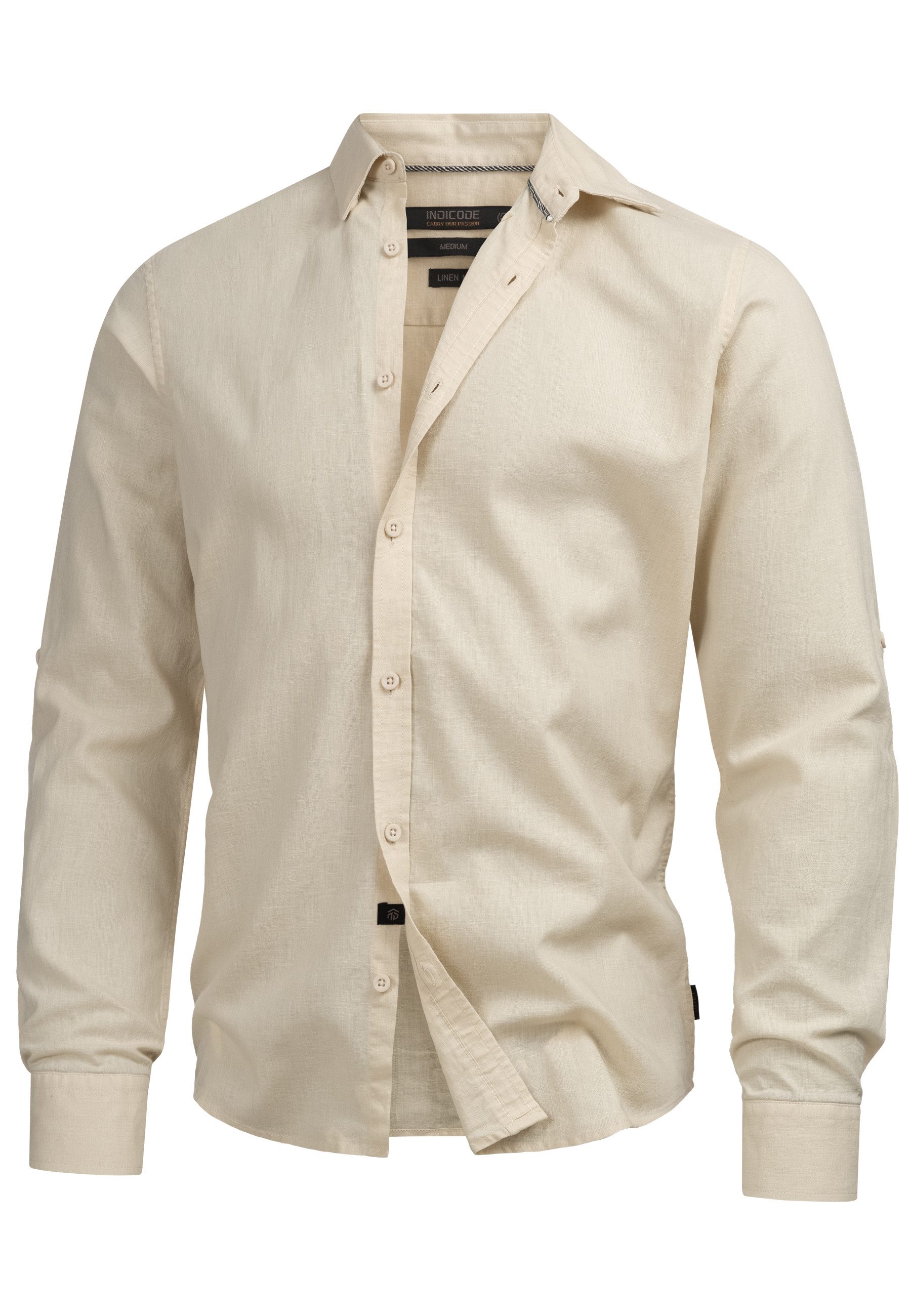 Indicode Langarmhemd Herren Brayden Herrenhemd Langarm mit Button-Down-Krag günstig online kaufen