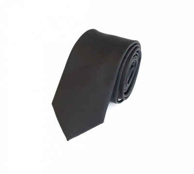 Fabio Farini Krawatte dunkle Herren Schlips - Schwarze Krawatten in 6cm Breite (ohne Box, Unifarben) Schmal (6cm), Schwarz